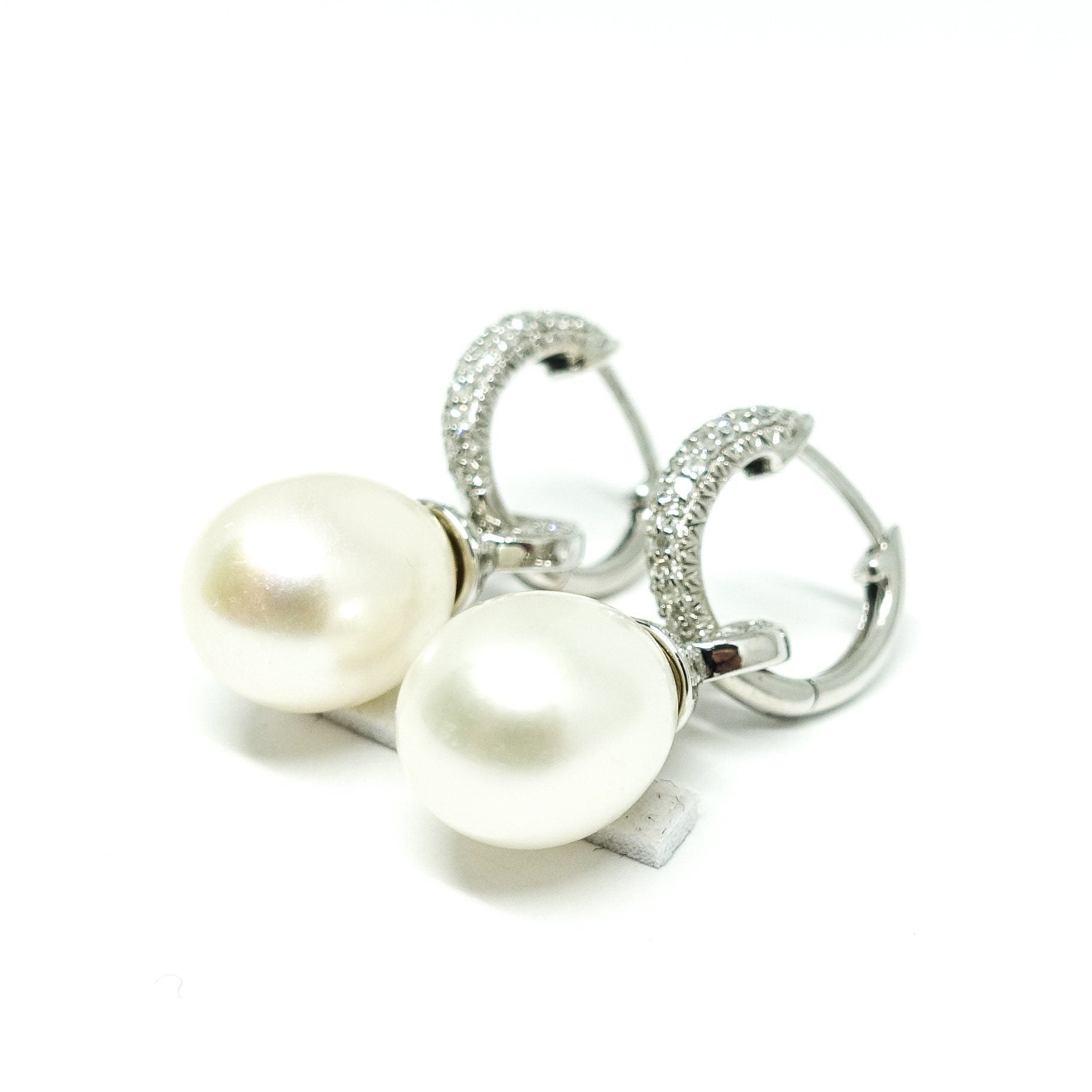 Pearl and Diamond Drop Earrings