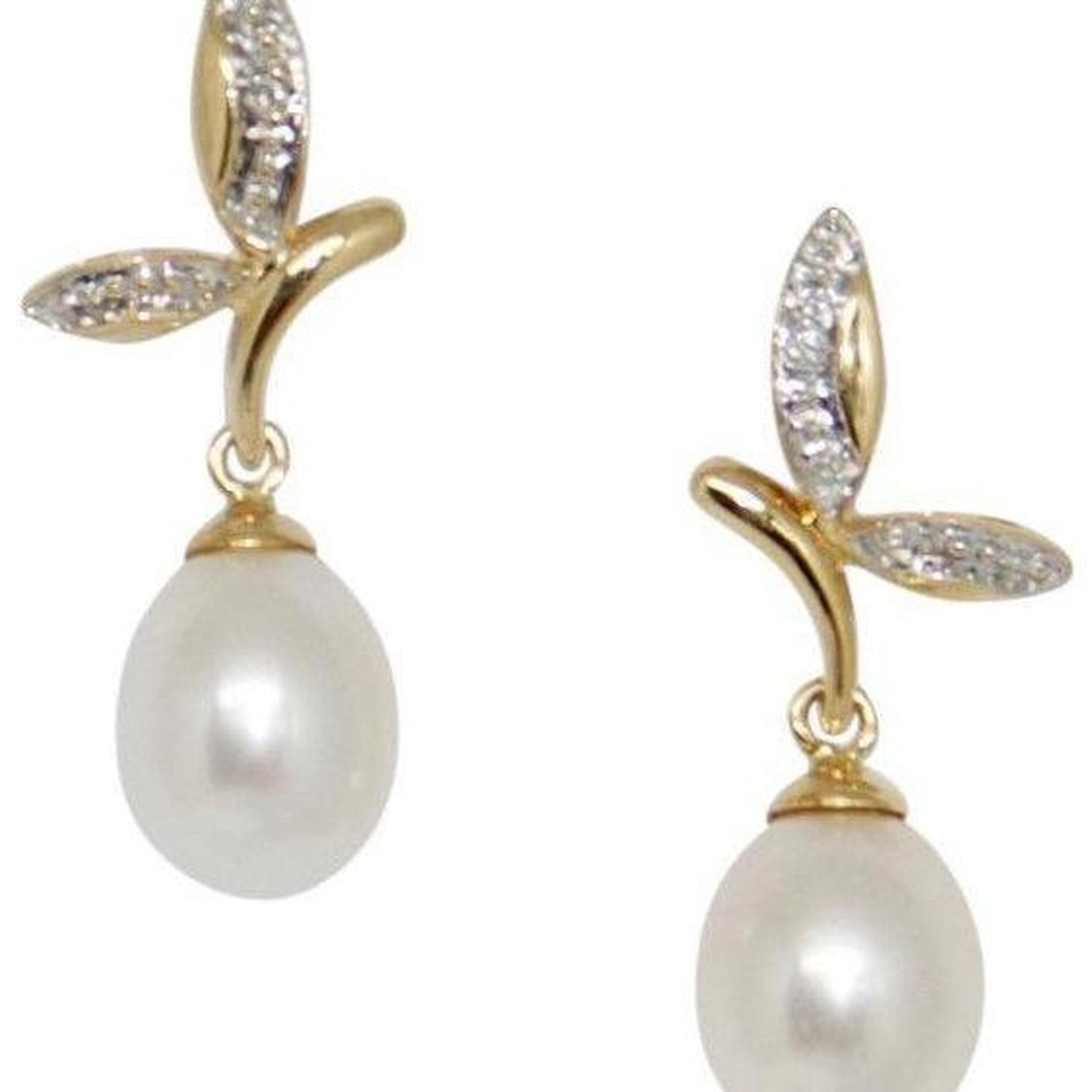 Pearl and Diamond Drop Earrings