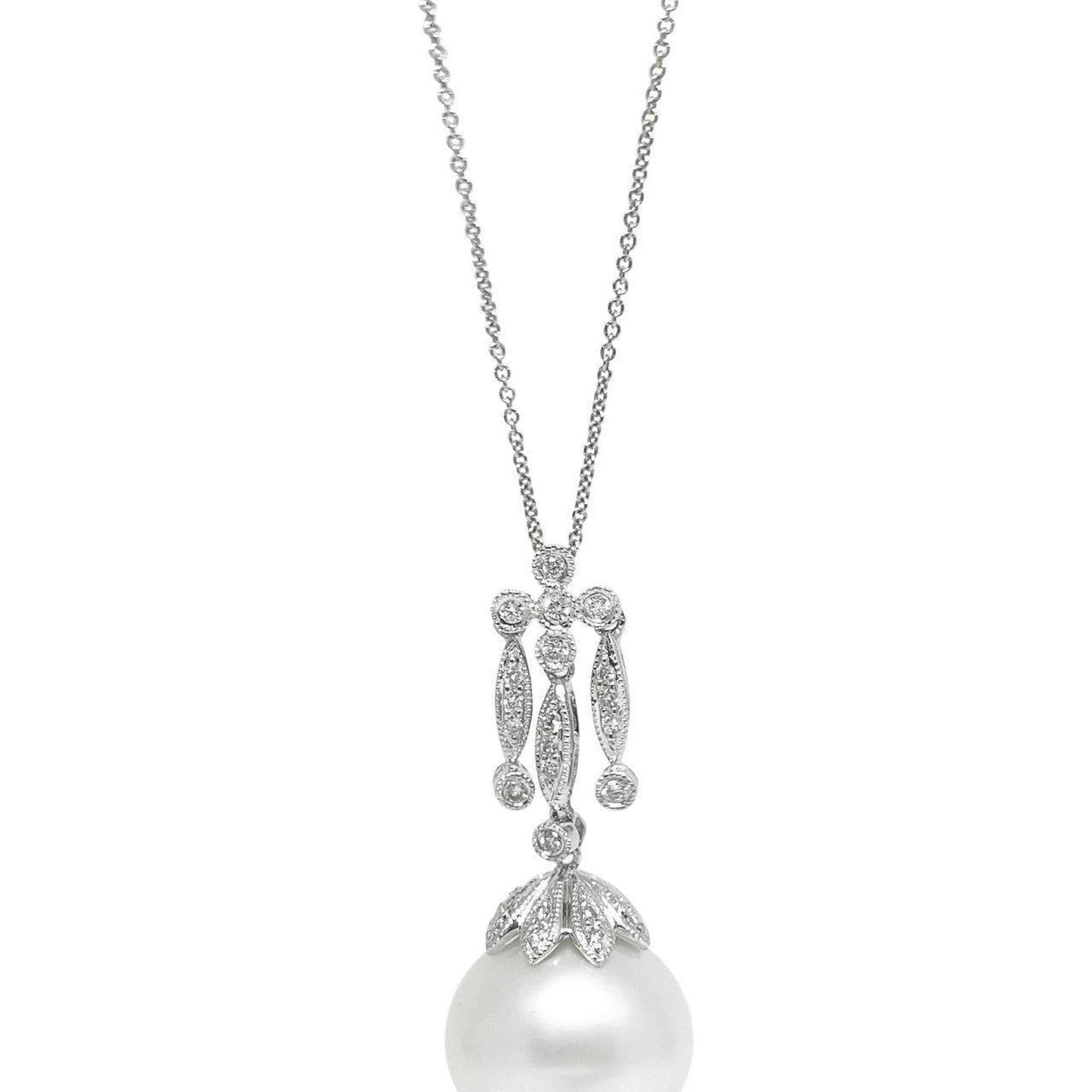 Pearl and Diamond Pendant Necklace