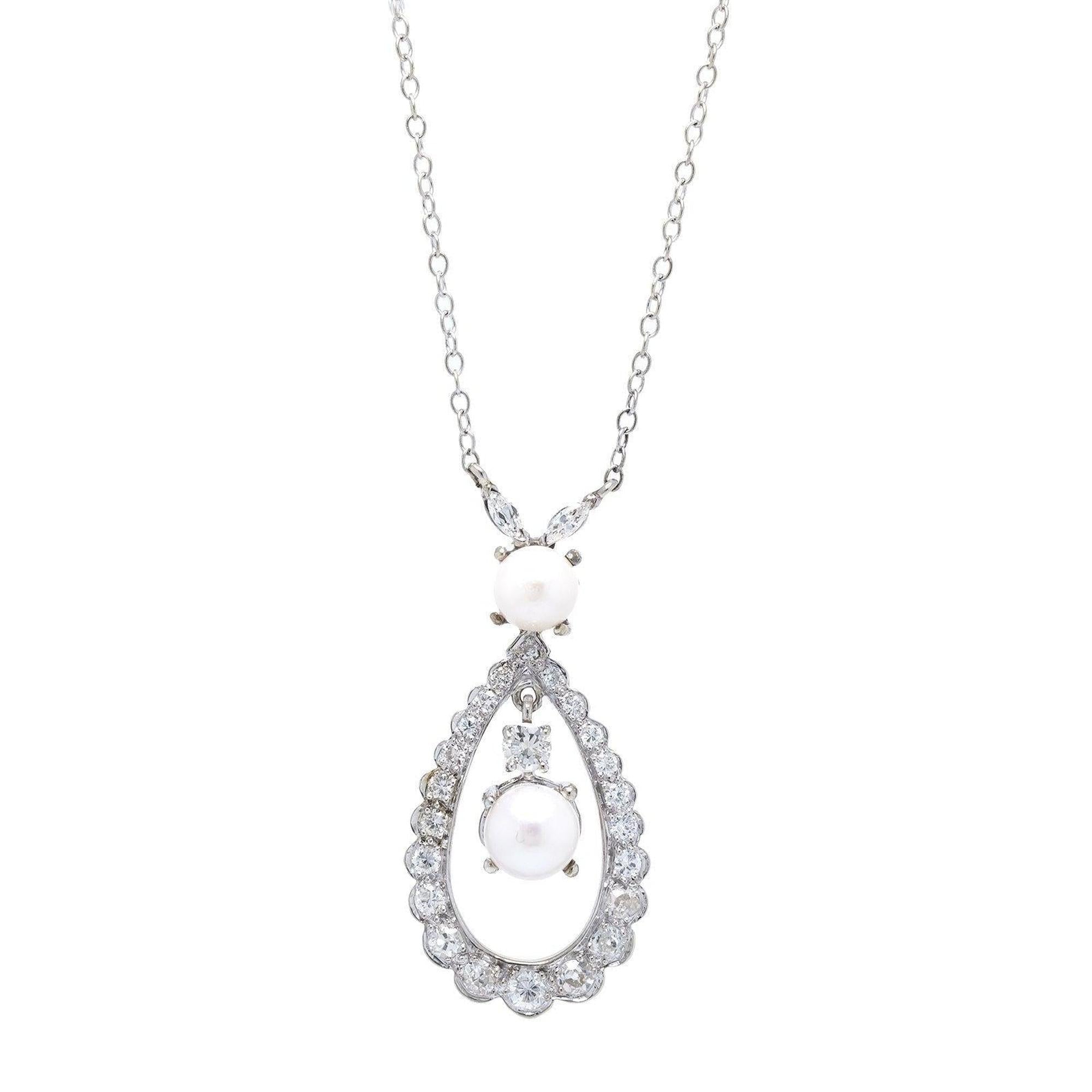 Pearl and Diamond Pendant Necklace