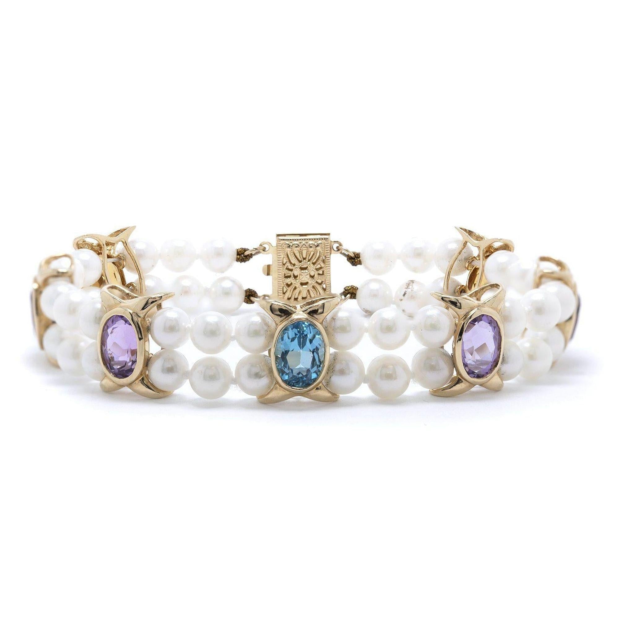 Pearl and Multi-Coloured Stone Bracelet