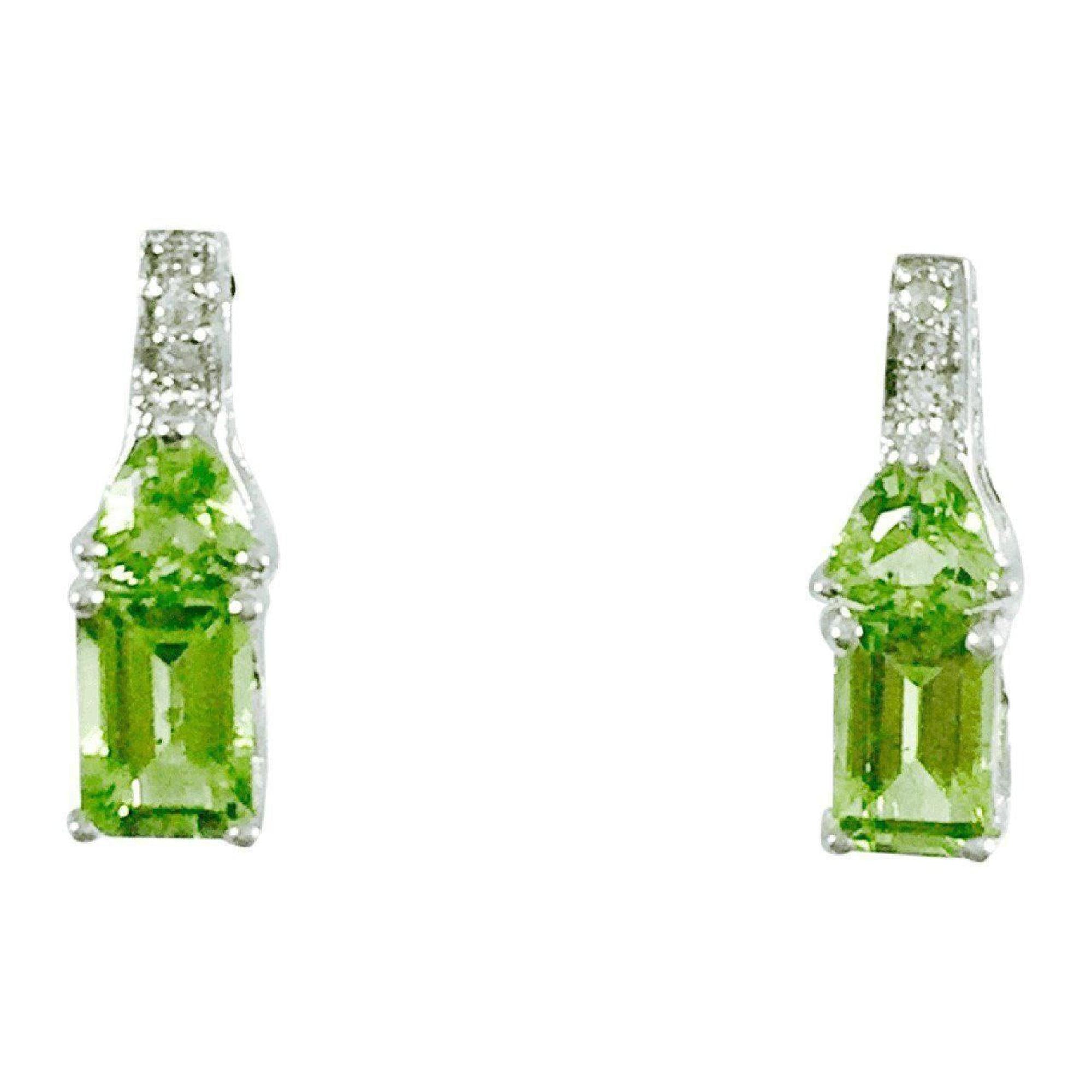 Peridot and Diamond Earrings in 14kt White Gold