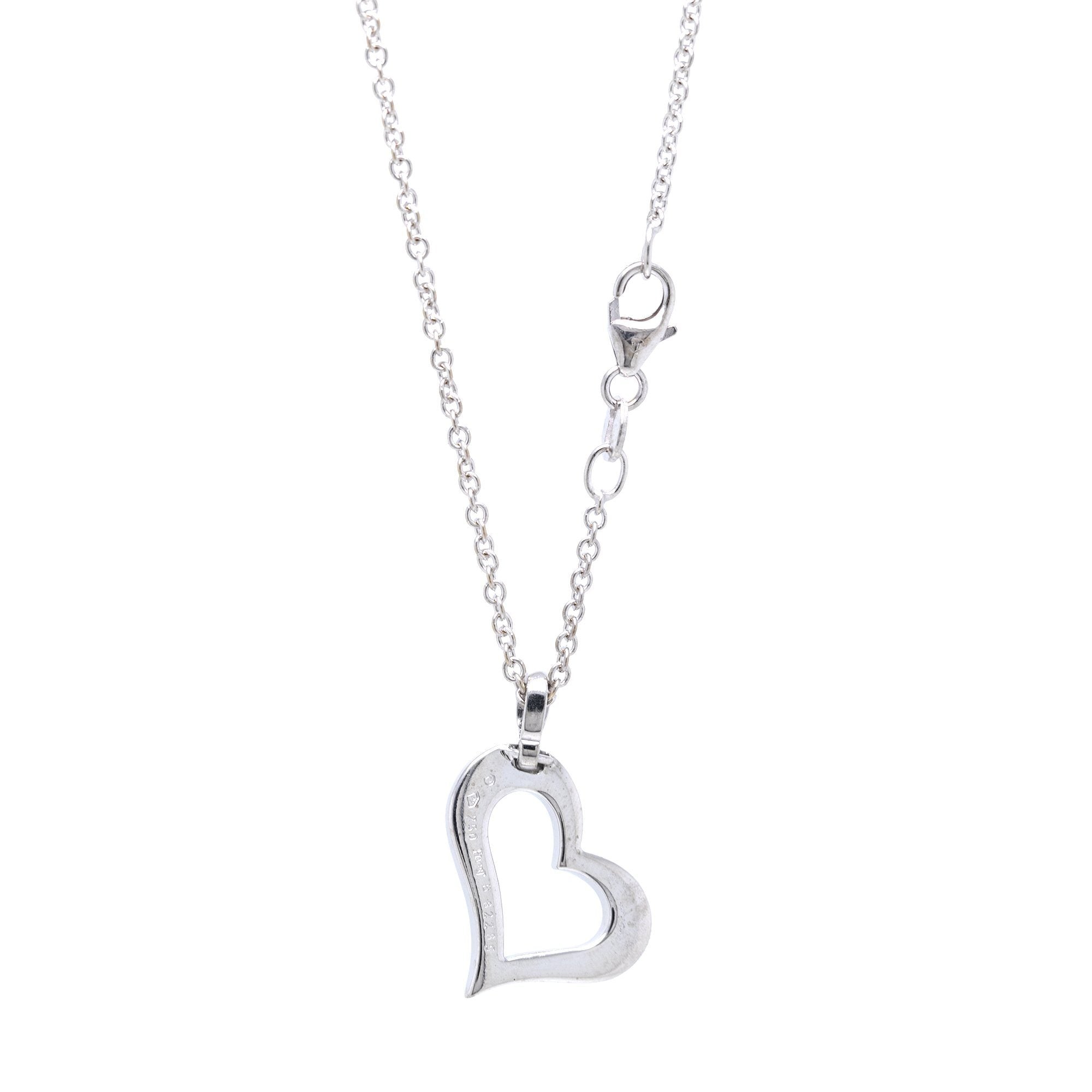 Piaget 18k White Gold & Diamond Heart Pendant Necklace