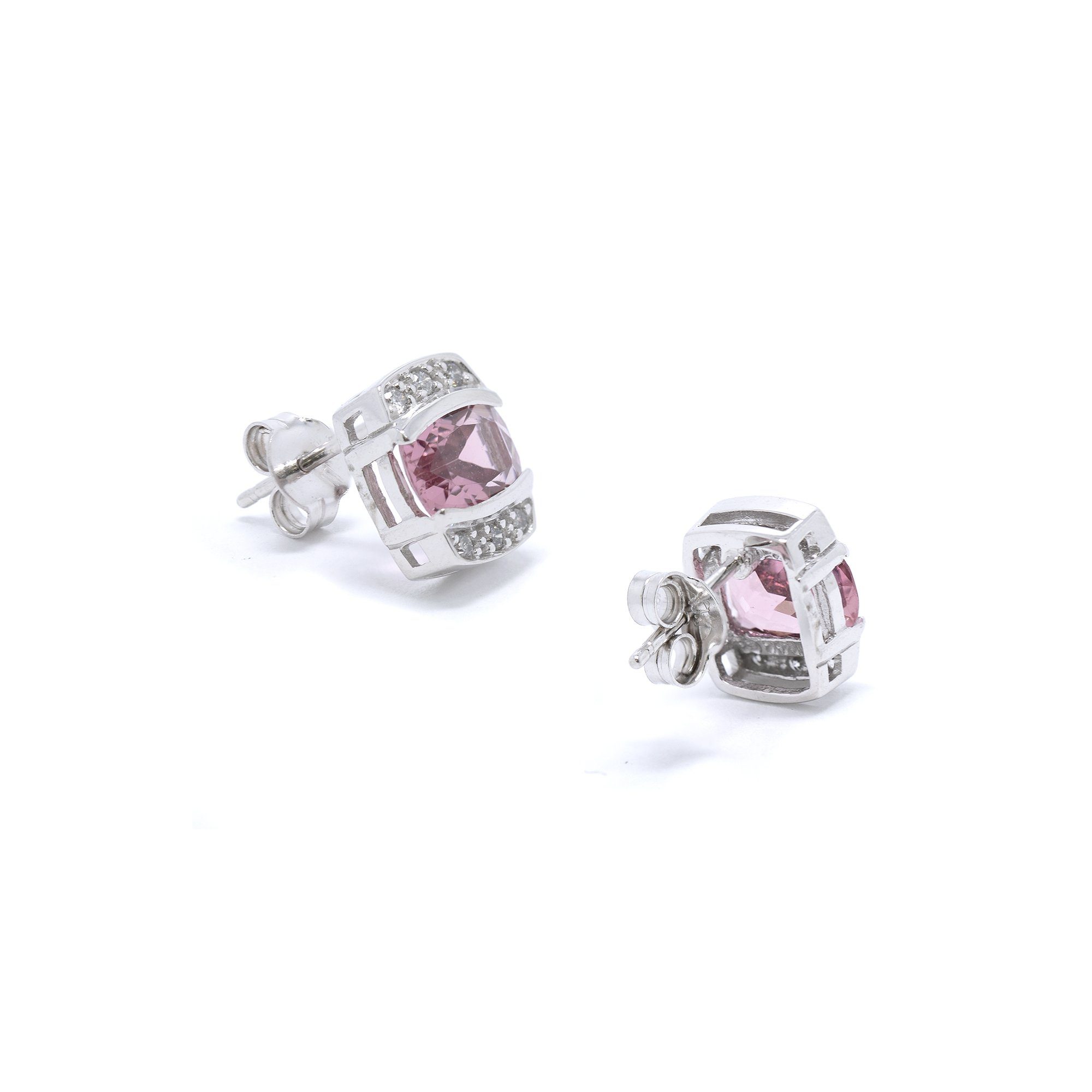 Pink Tourmaline and Diamond Earrings