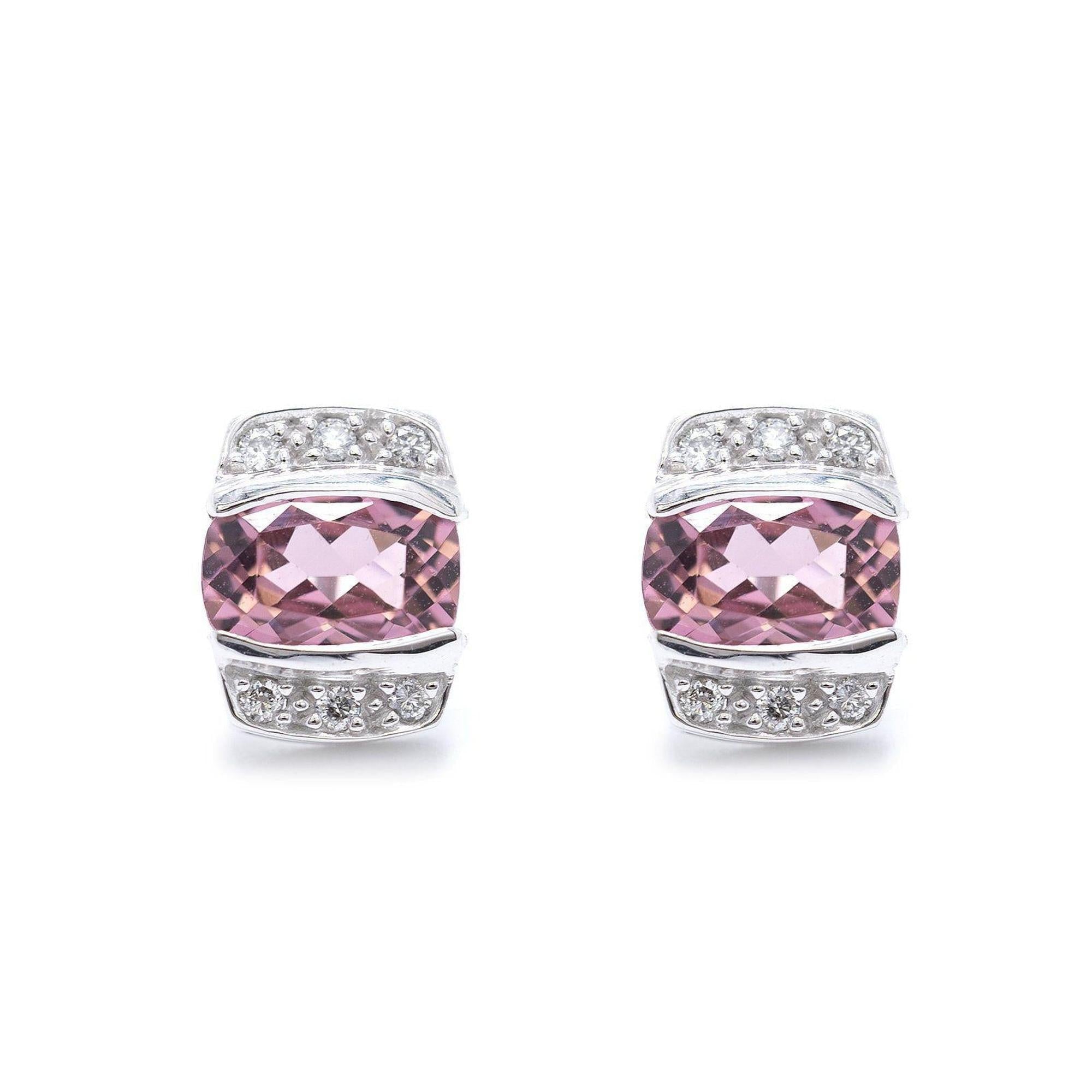 Pink Tourmaline and Diamond Earrings