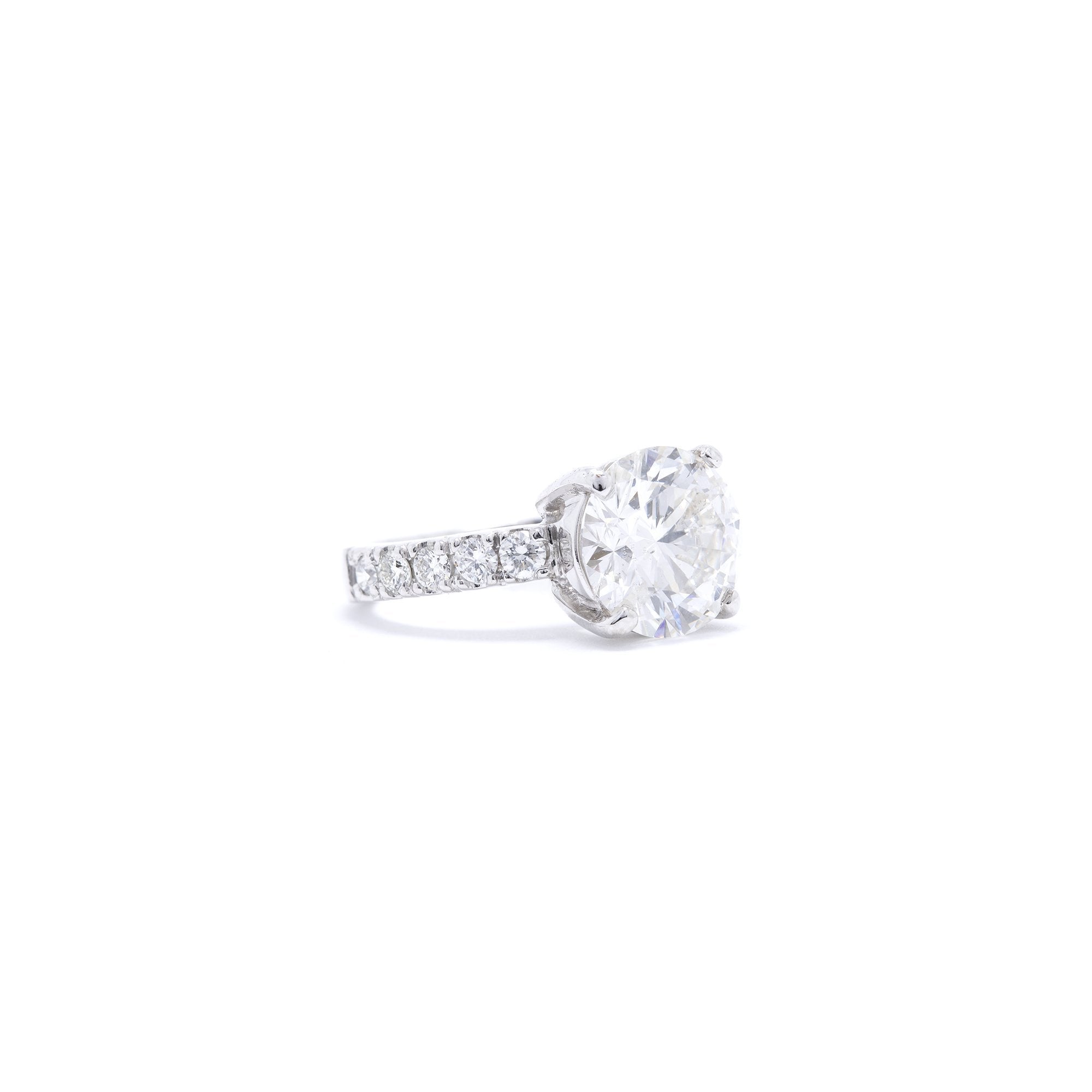 Platinum 4.66 ct. Round Cut Diamond Engagement Ring