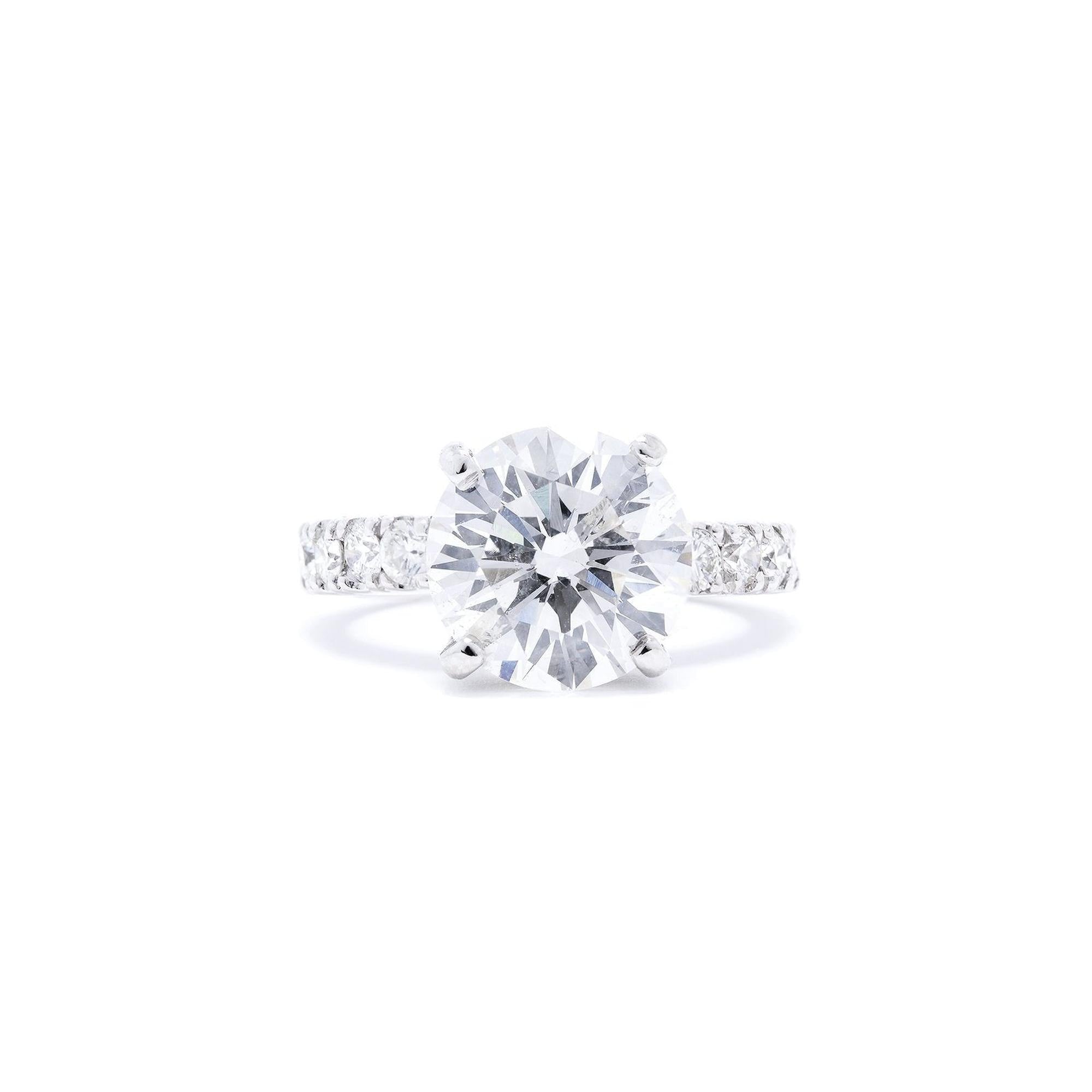 Platinum 4.66 ct. Round Cut Diamond Engagement Ring