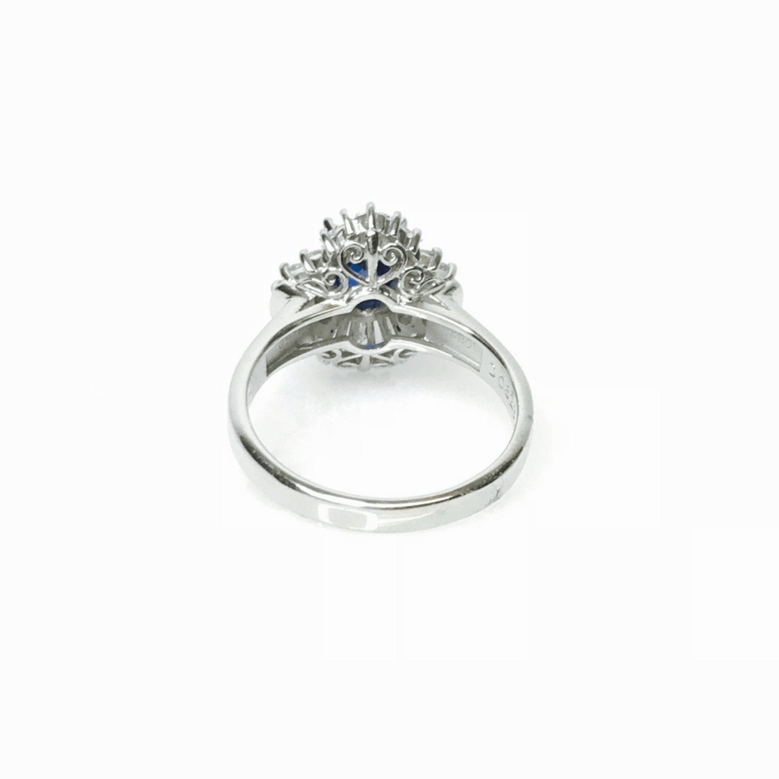 Platinum Oval Shaped Sapphire and Diamond Cocktail Ring