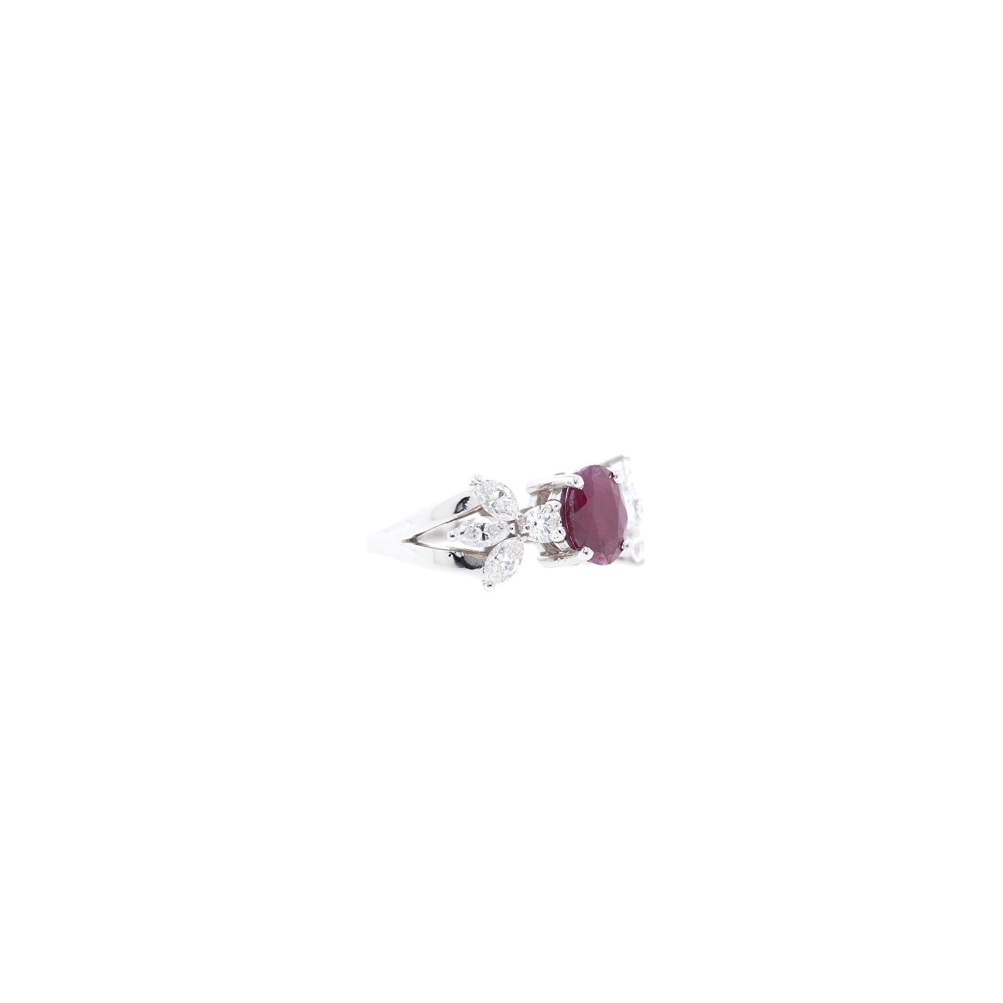 Platinum Ruby and Diamond Cocktail Ring