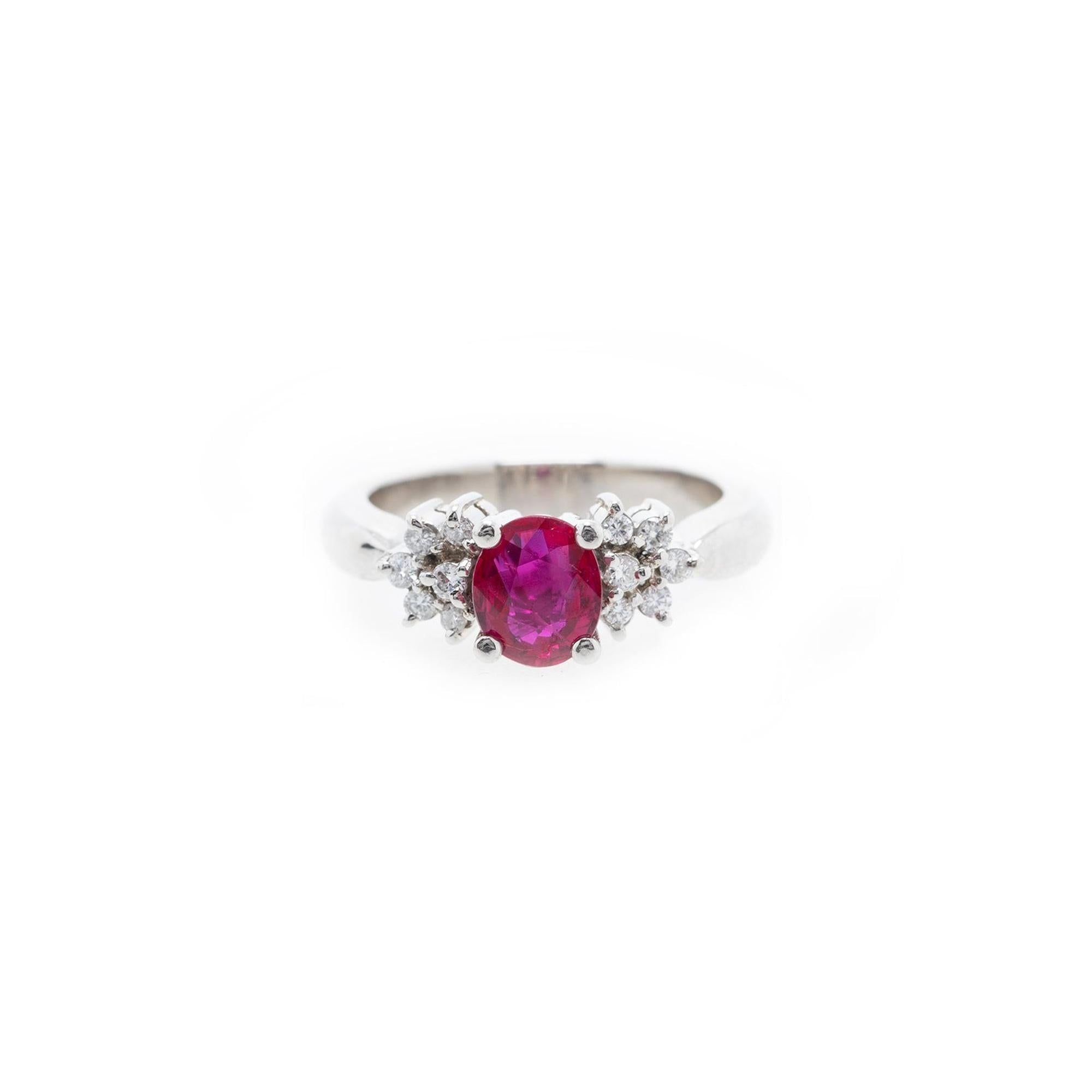 Platinum Ruby and Diamond Cocktail Ring