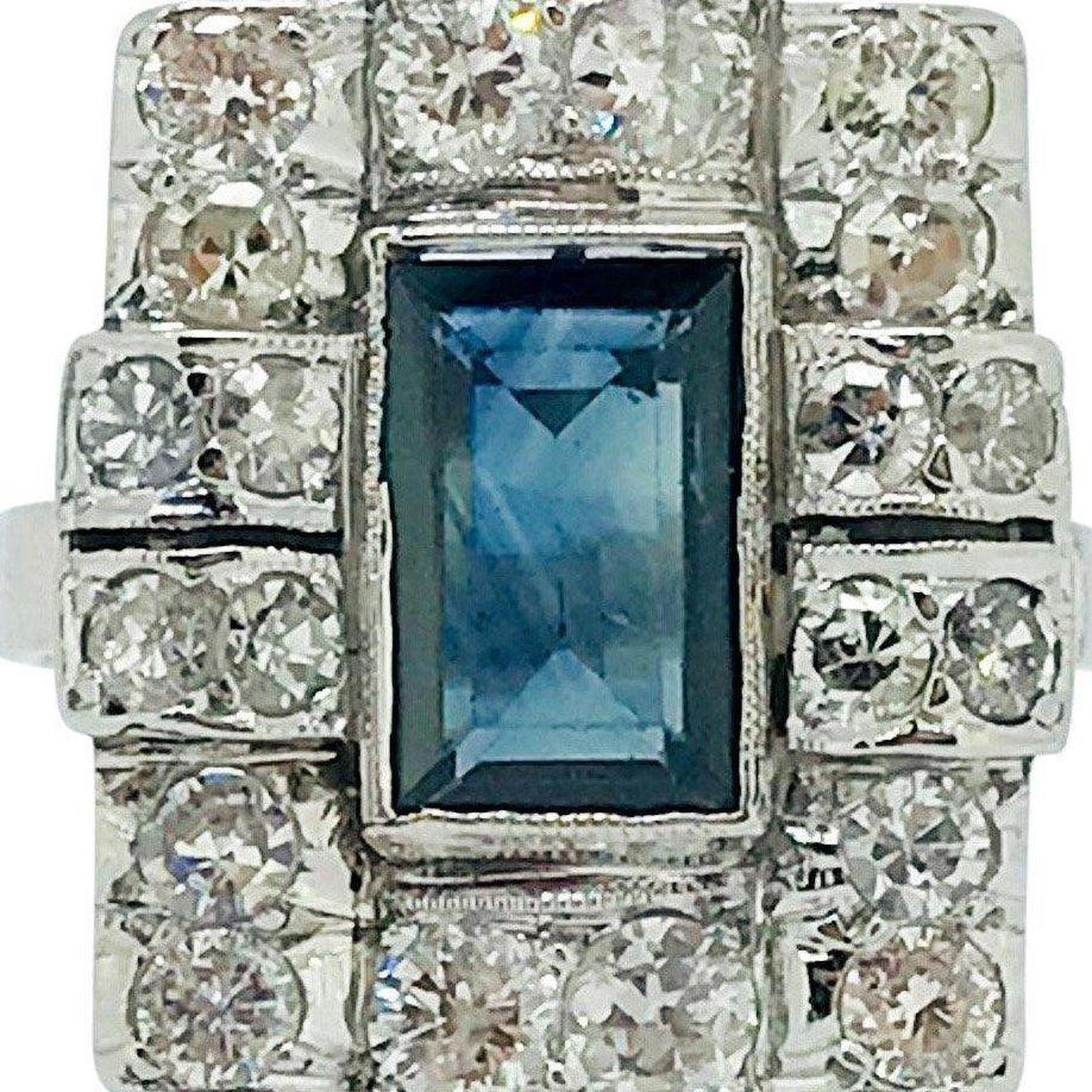 Platinum Sapphire and Diamond Ring