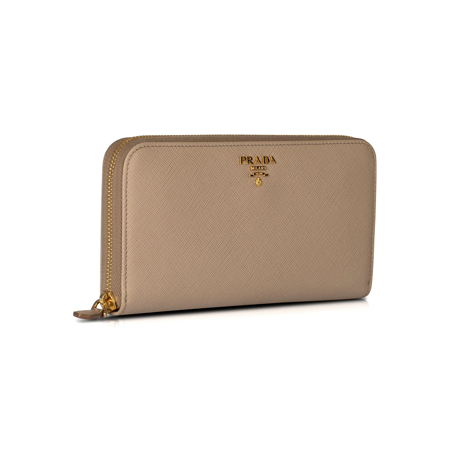 Prada 2018 Saffiano Zip Around Wallet w/Box & Card