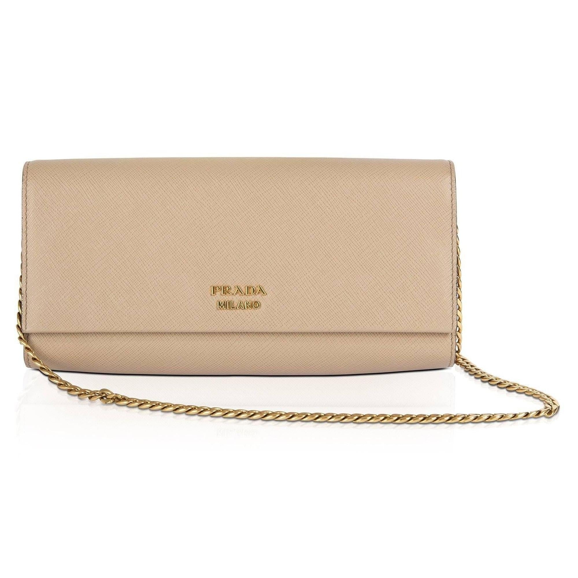 Prada Biblioteque Saffiano Chain Clutch