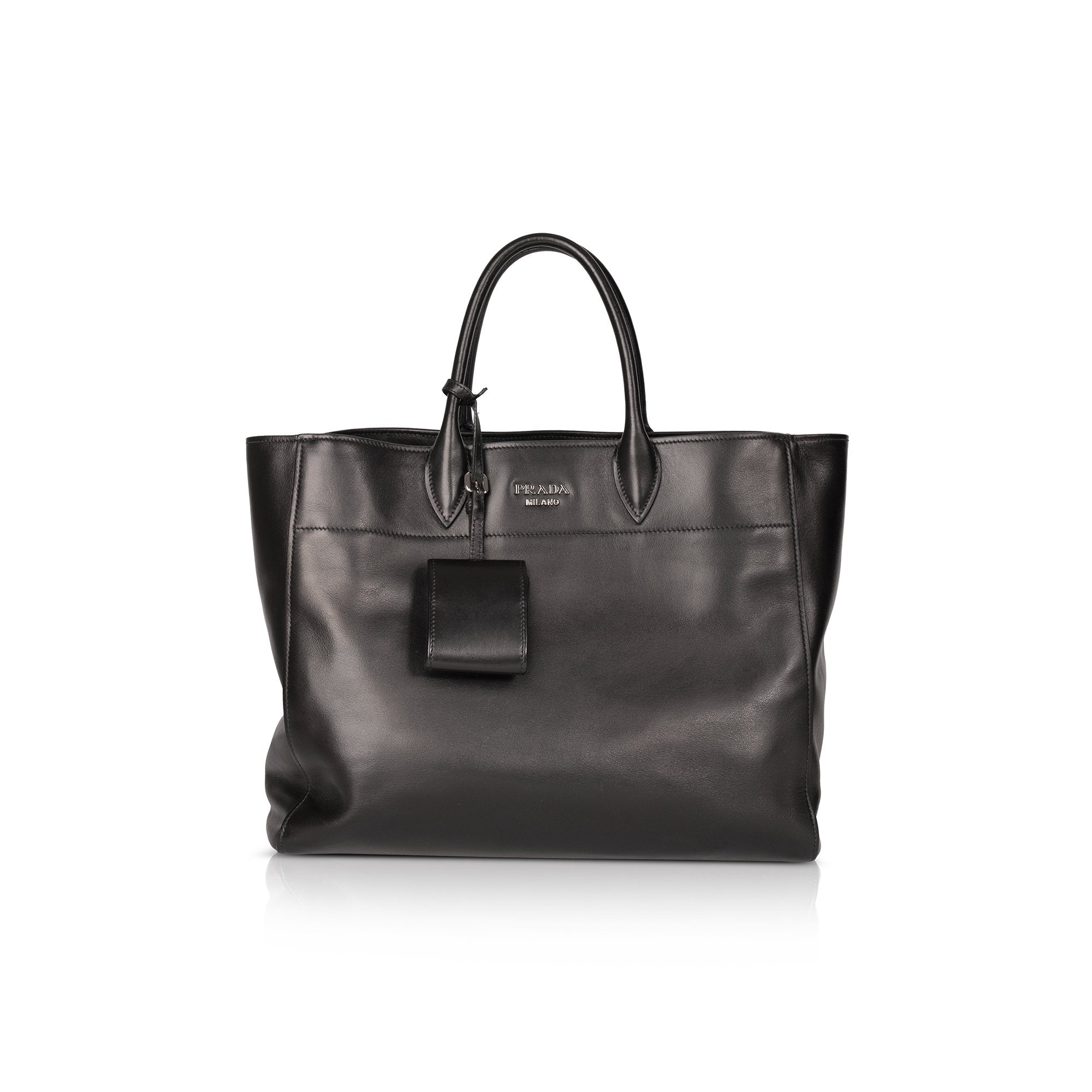 Prada Black City Calf Leather Square Tote Bag – OLIVER'S