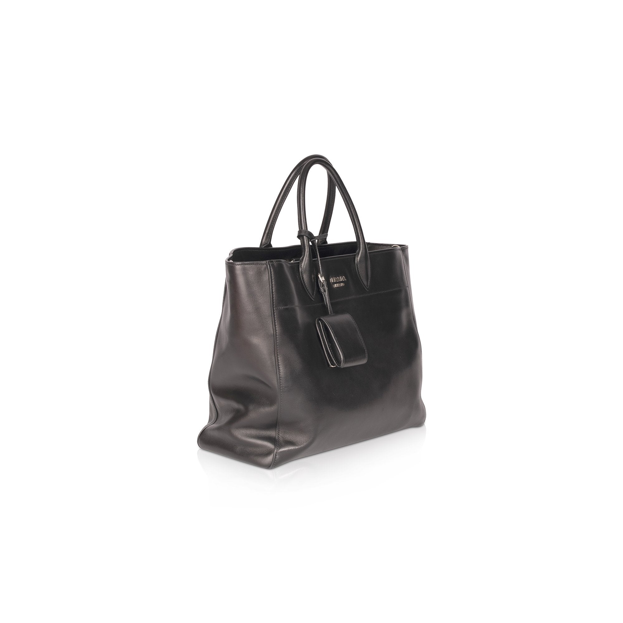 Prada Black City Calf Leather Square Tote Bag – OLIVER'S