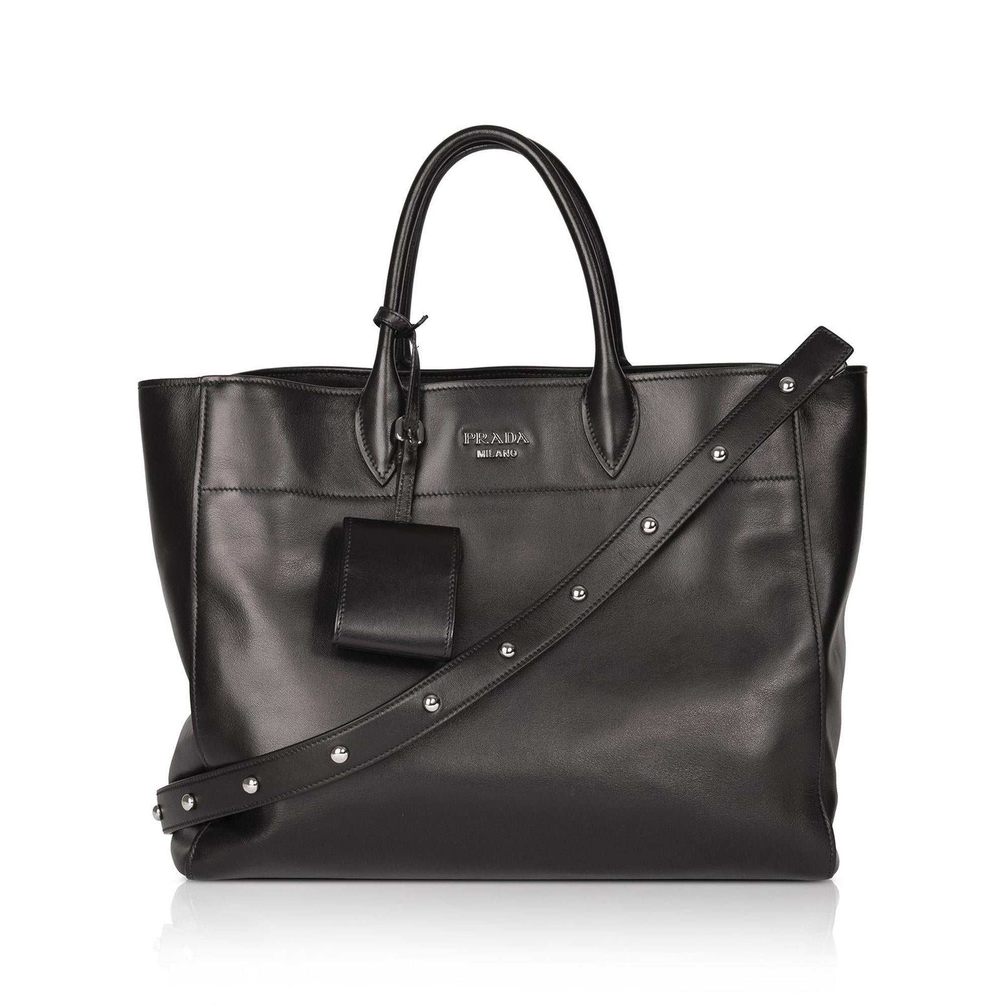 Prada Black City Calf Leather Square Tote Bag – OLIVER'S