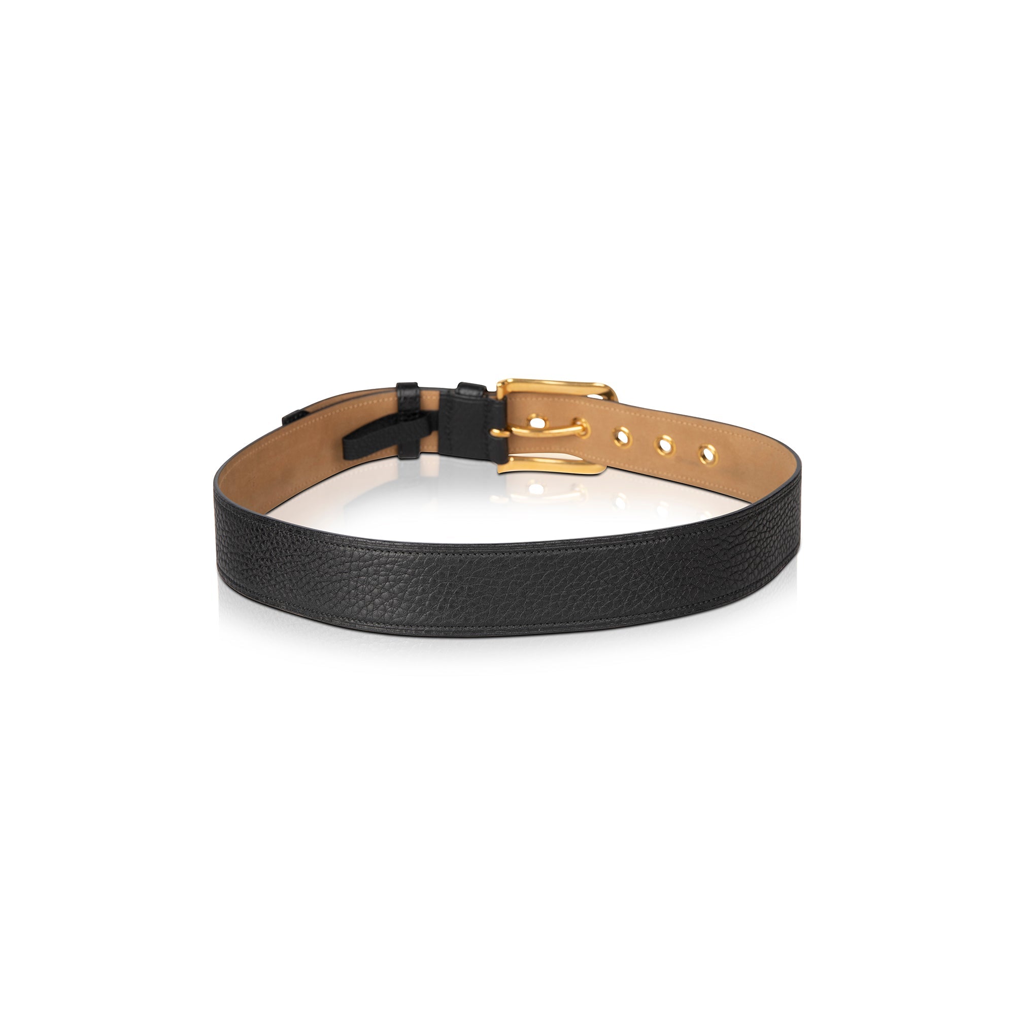 Prada Black Daino Deerskin Leather Belt