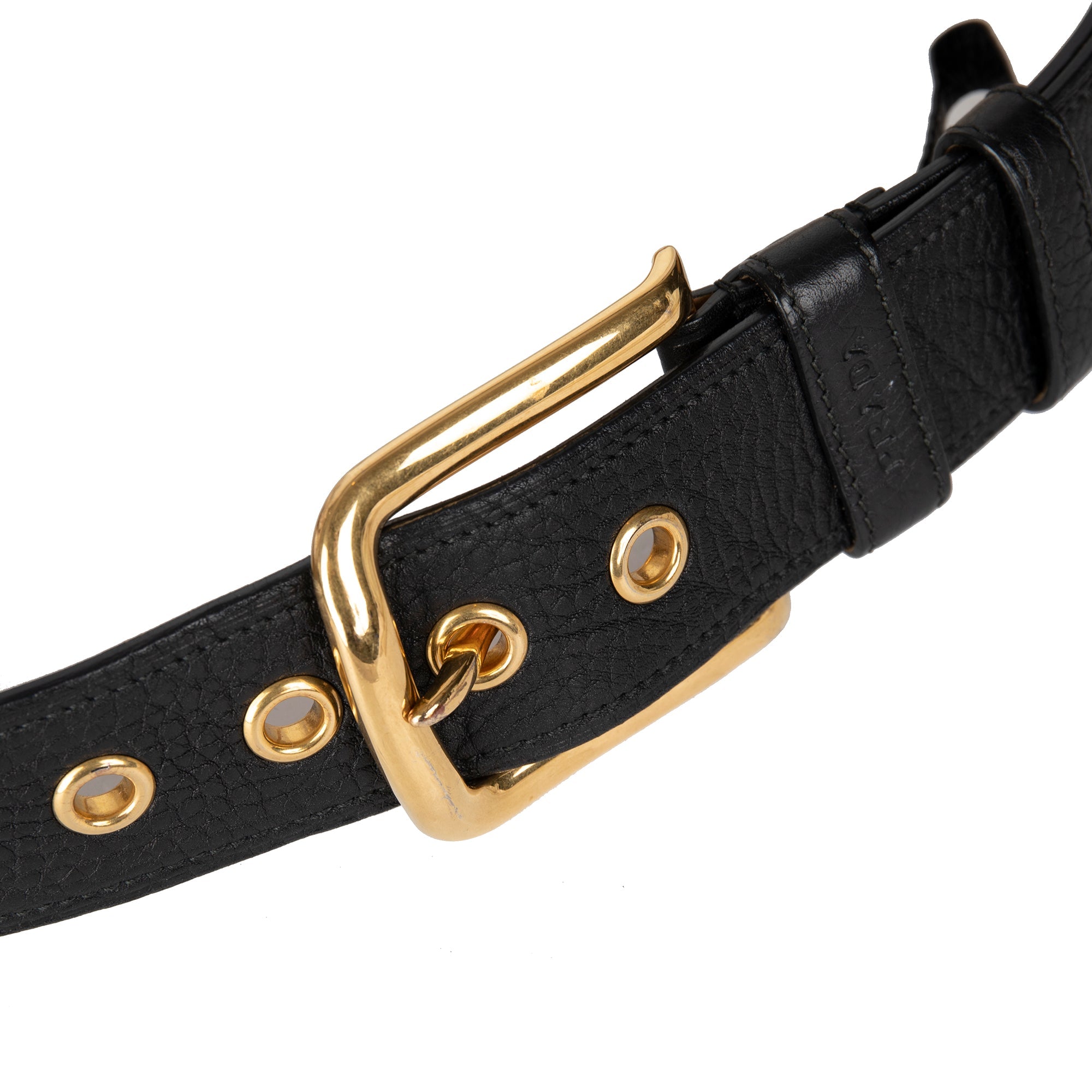 Prada Black Daino Deerskin Leather Belt
