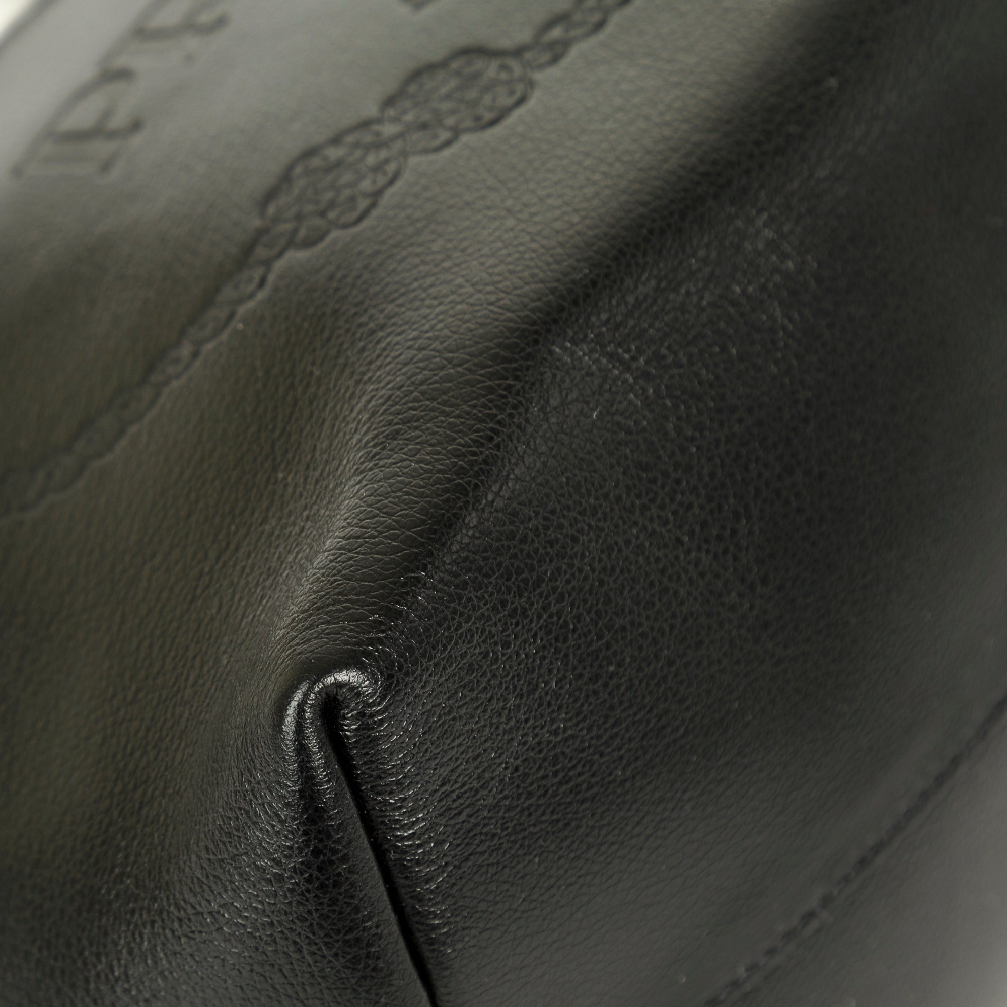 Prada Black Glace Calf Embossed Logo Tote w/ Strap