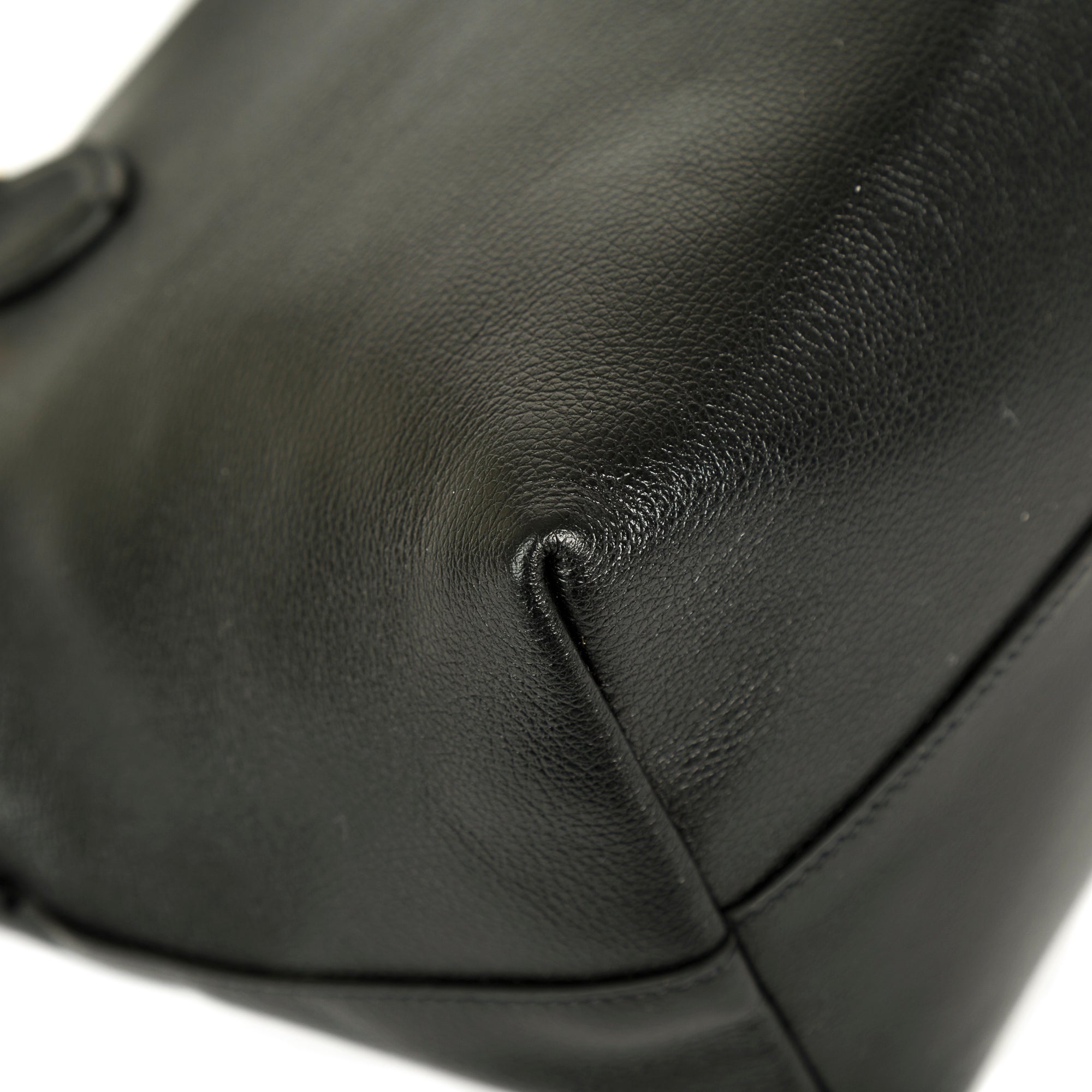 Prada Black Glace Calf Embossed Logo Tote w/ Strap