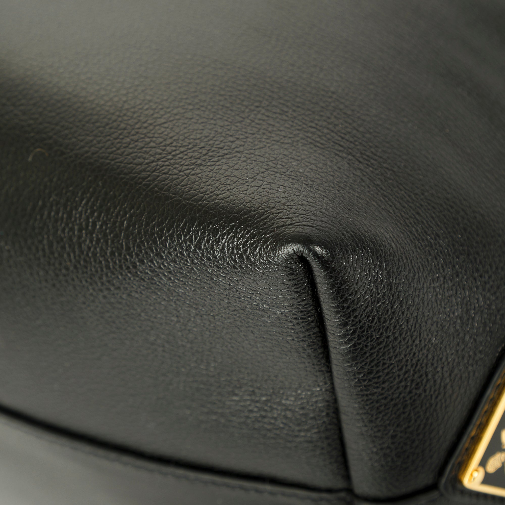 Prada Black Glace Calf Embossed Logo Tote w/ Strap