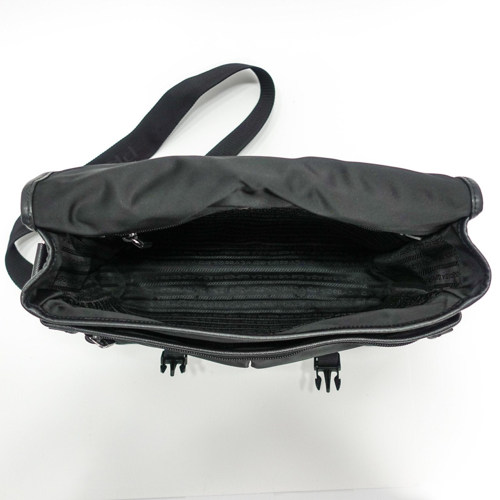 Prada Black Leather Trimmed Shell Messanger