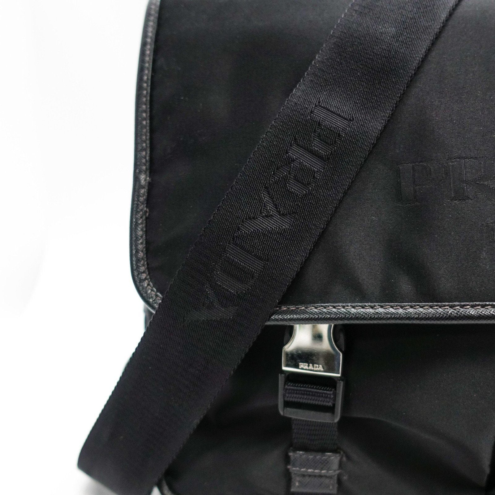 Prada Black Leather Trimmed Shell Messanger