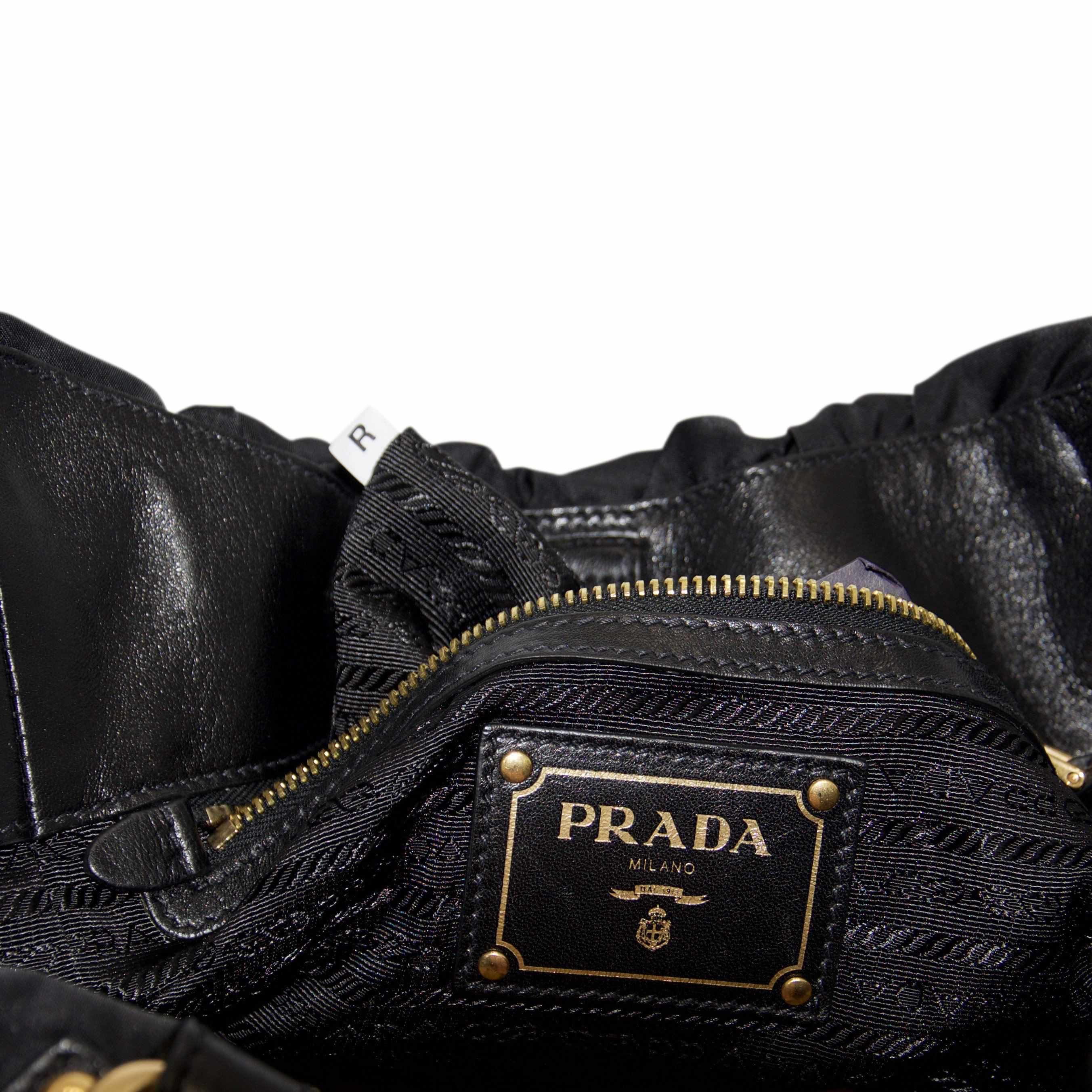 Prada Black Nylon Jacquard Two Way Handbag