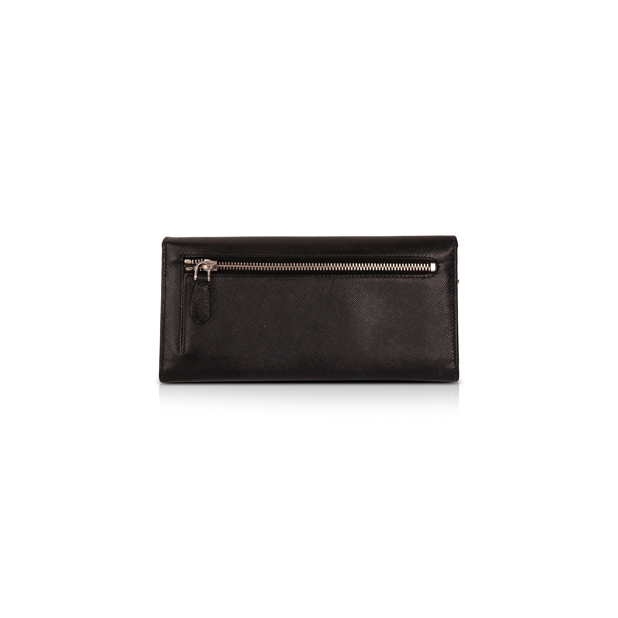 Prada Black Saffiano Continental Wallet