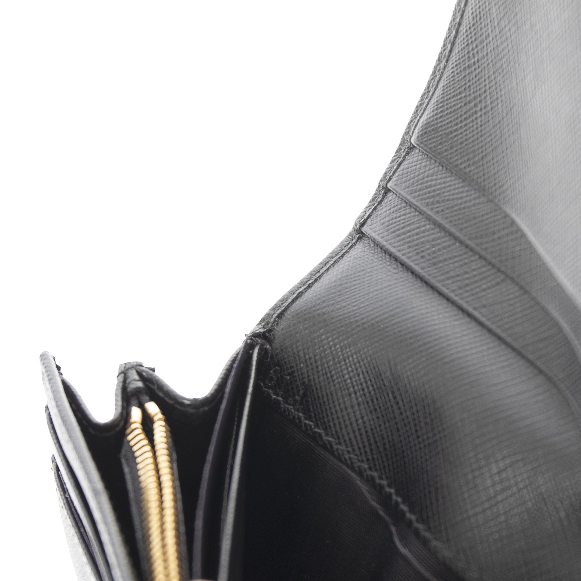 Prada Black Saffiano Continental Wallet w/ Box