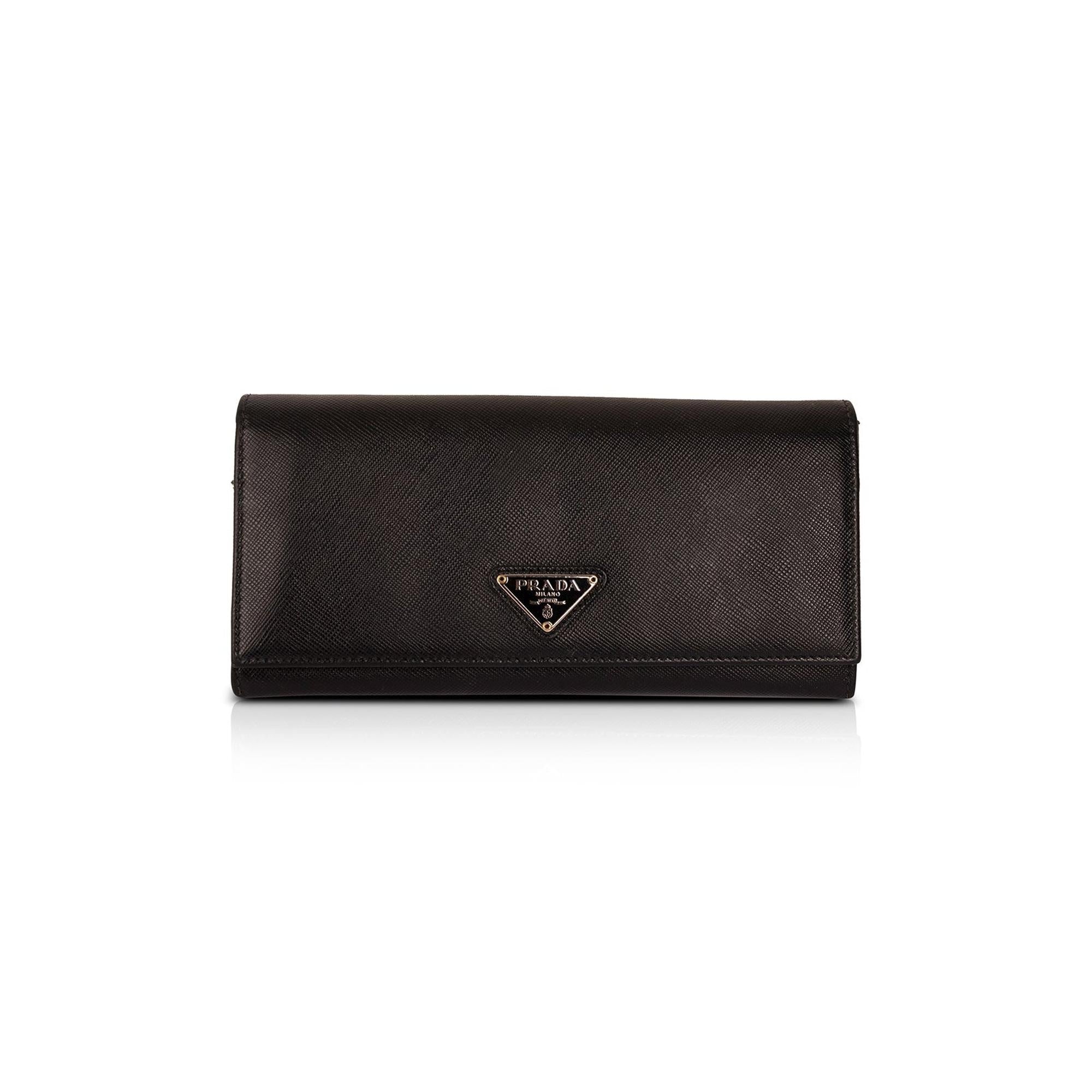 Prada Black Saffiano Continental Wallet