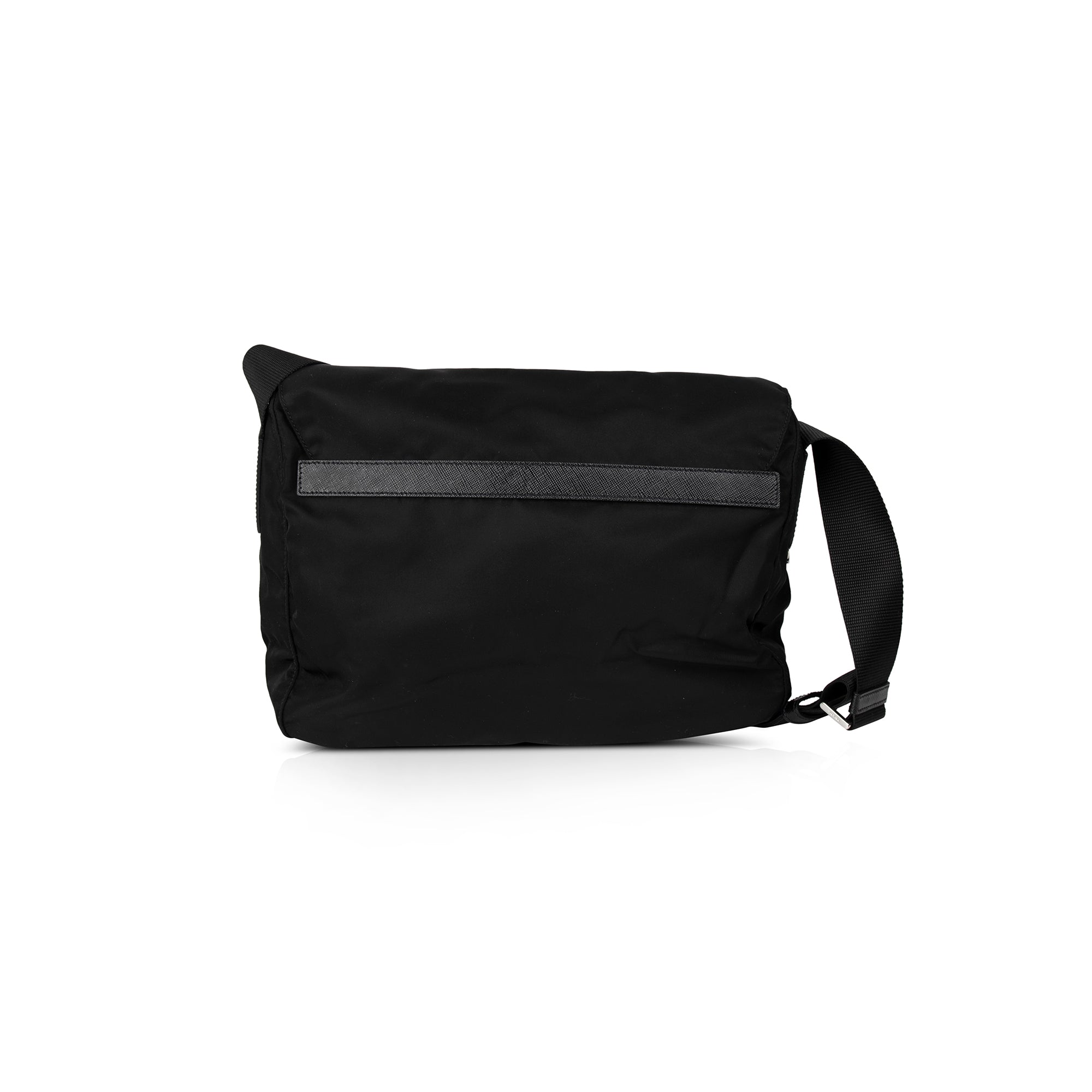Prada Black Saffiano Leather-Trimmed Tessuto Nylon Messenger Bag