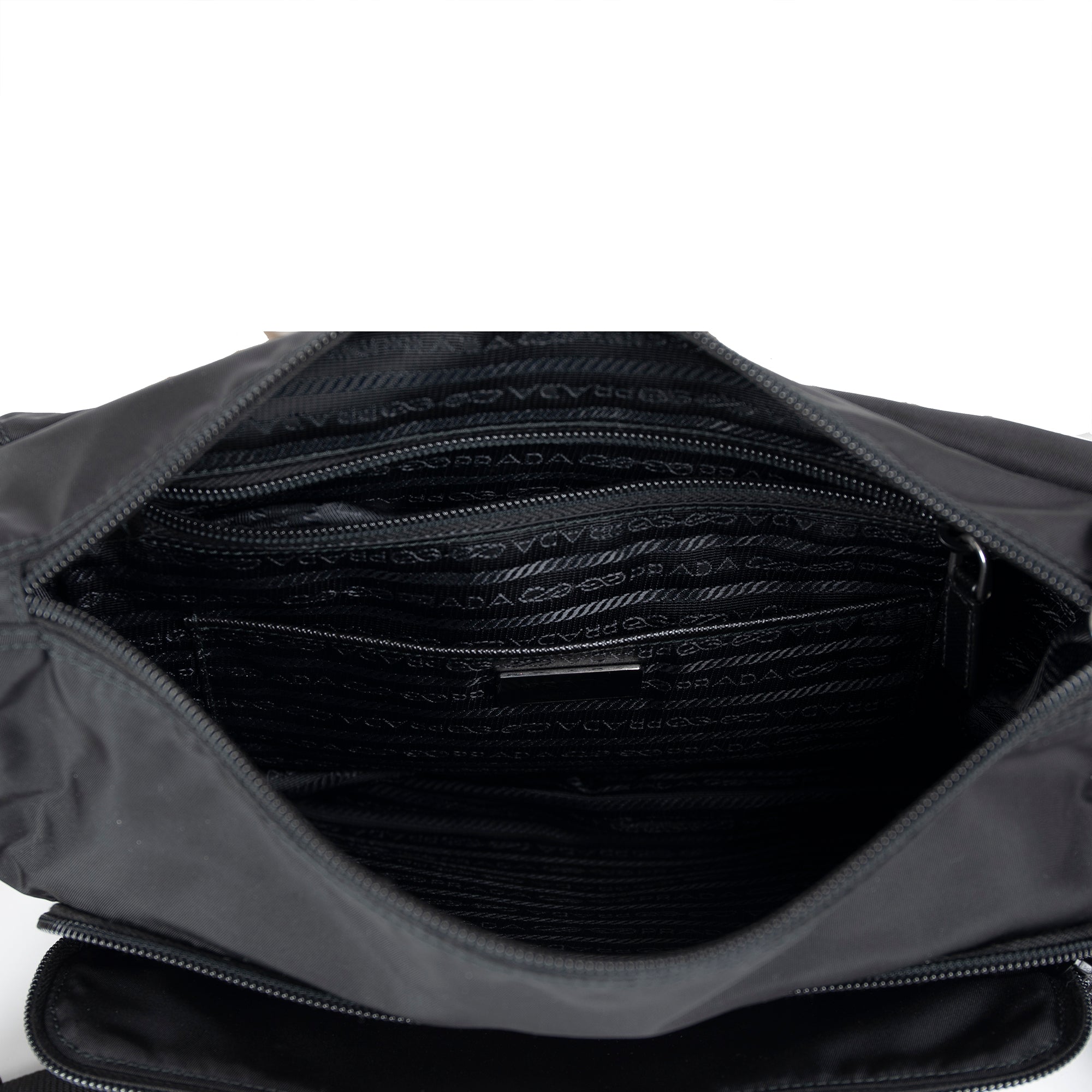 Prada Black Saffiano Leather-Trimmed Tessuto Nylon Messenger Bag