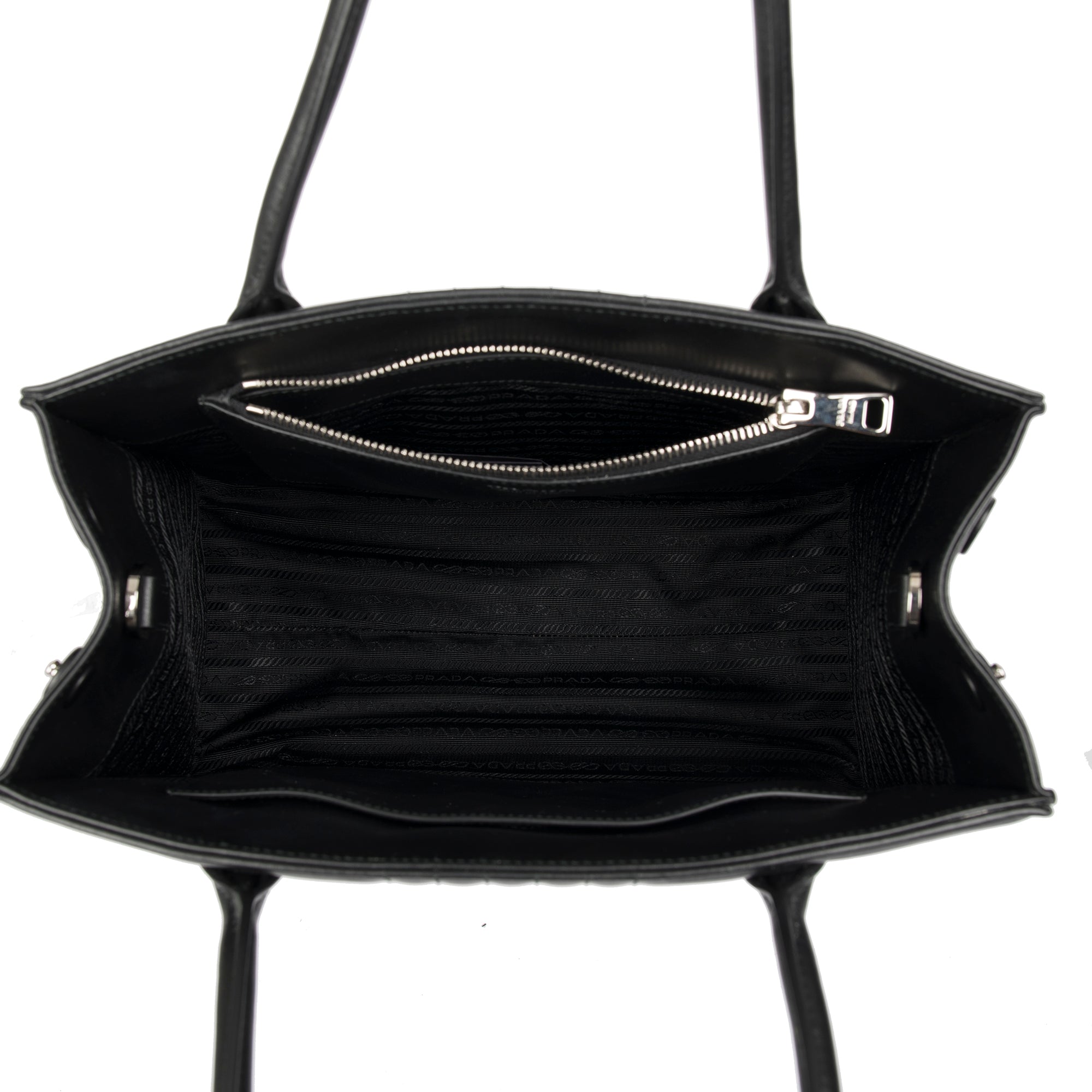 Prada Black Soft Calf Impunture Diagramme Tote w/ Box
