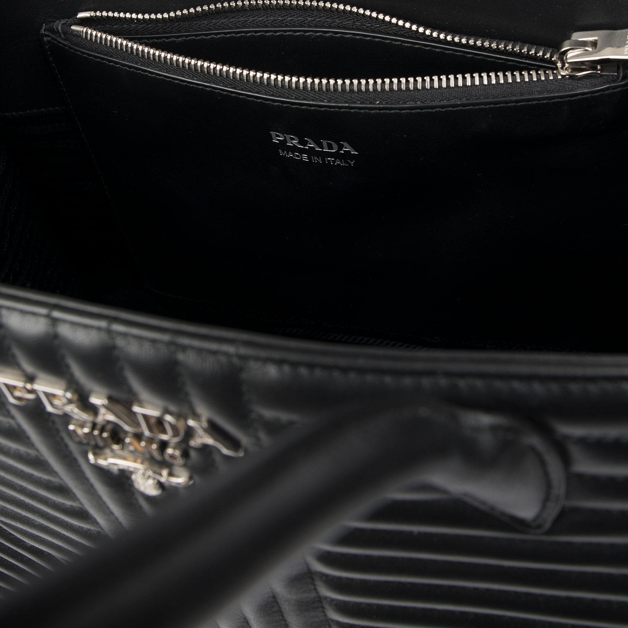 Prada Black Soft Calf Impunture Diagramme Tote w/ Box
