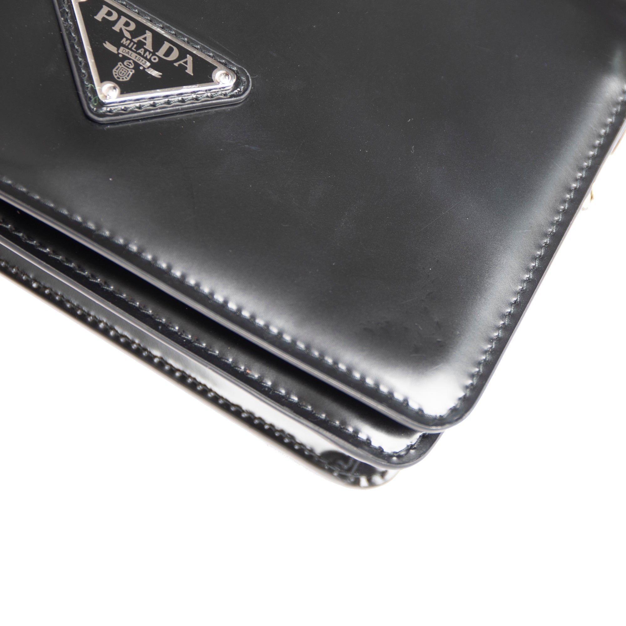 Prada Black Spazzolato Leather Shoulder Bag w/ Box & Authenticity Card