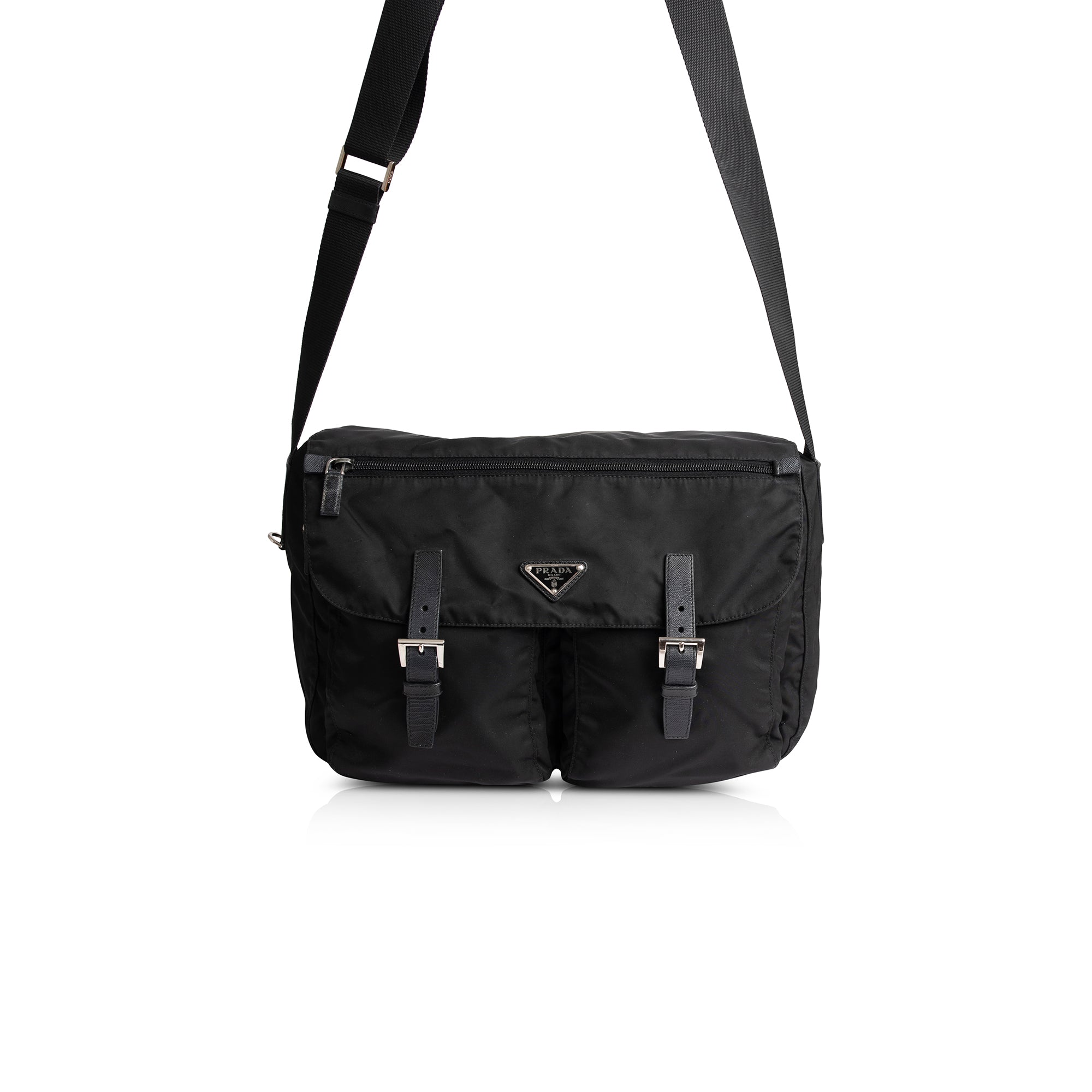 Prada Black Tessuto Nylon Messenger Bag