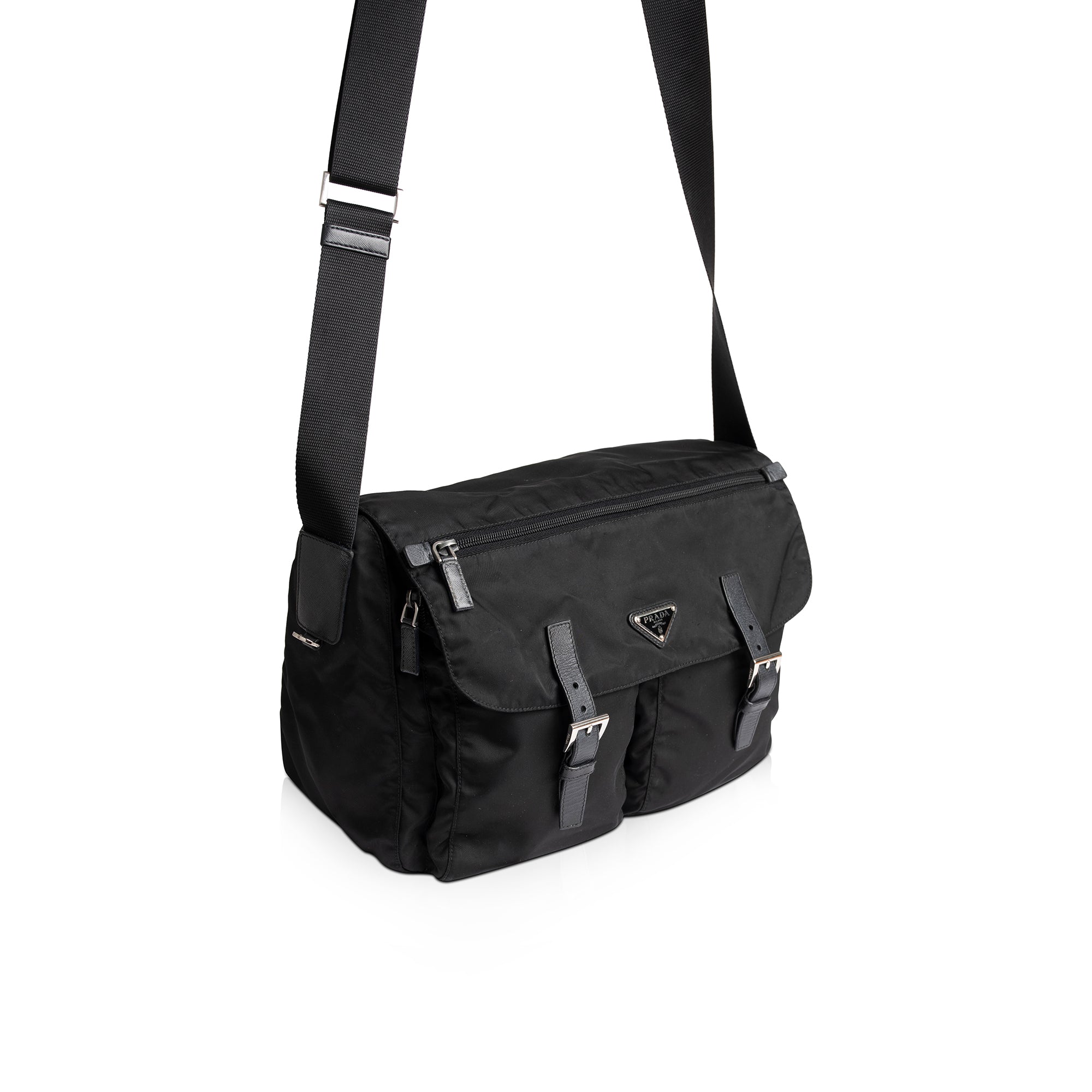 Prada Black Tessuto Nylon Messenger Bag