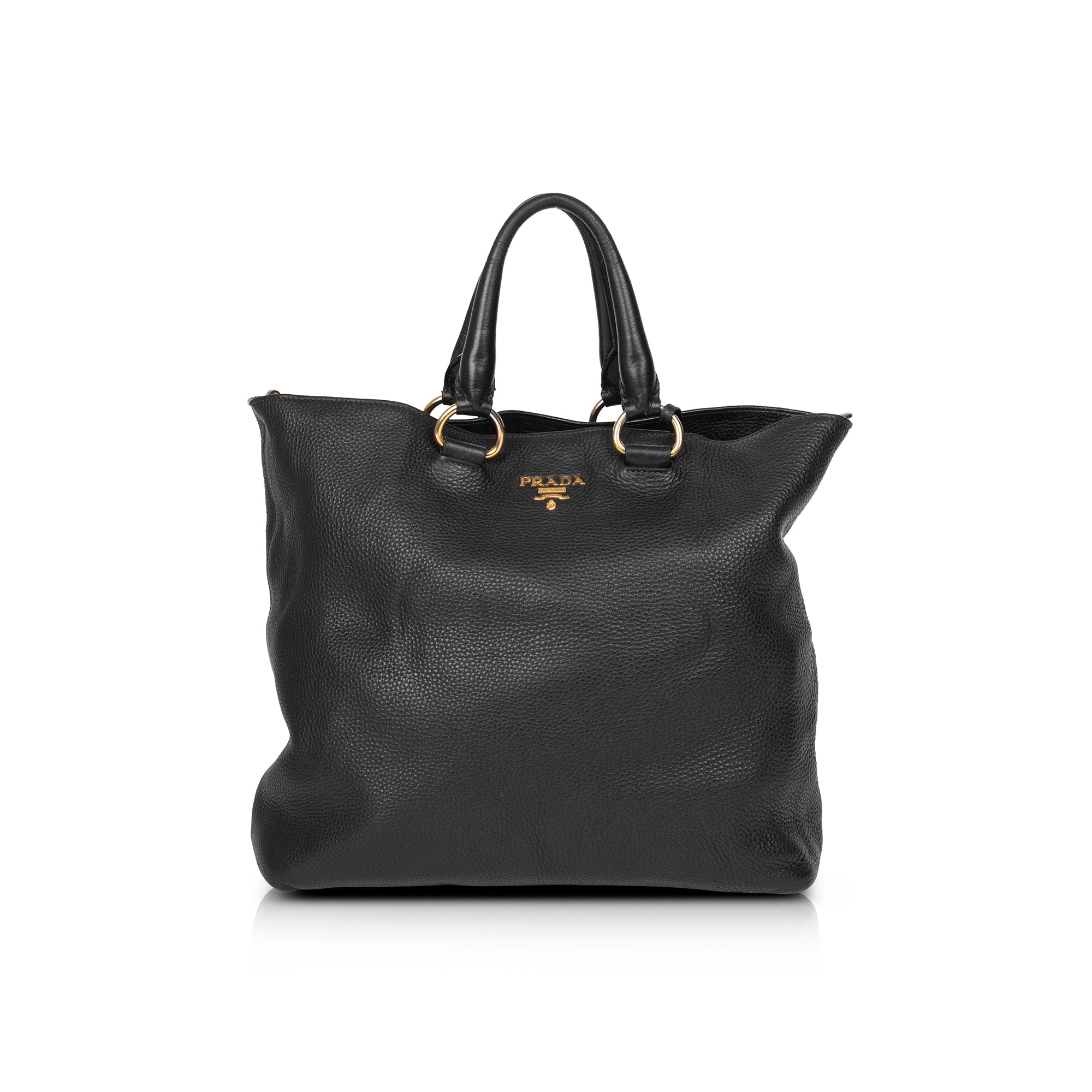Prada Black Vitello Daino Shopping Tote w/ Strap