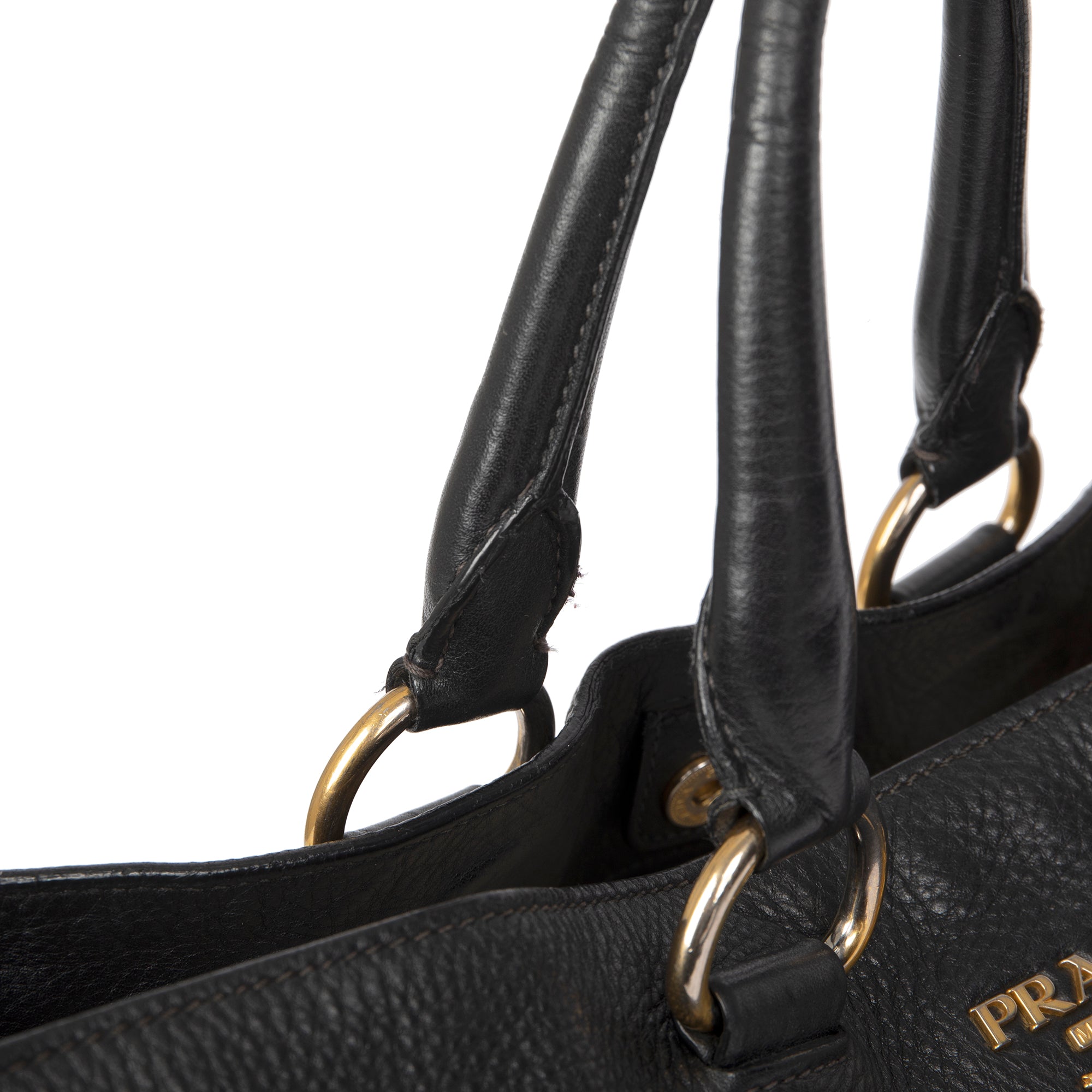 Prada Black Vitello Daino Shopping Tote w/ Strap