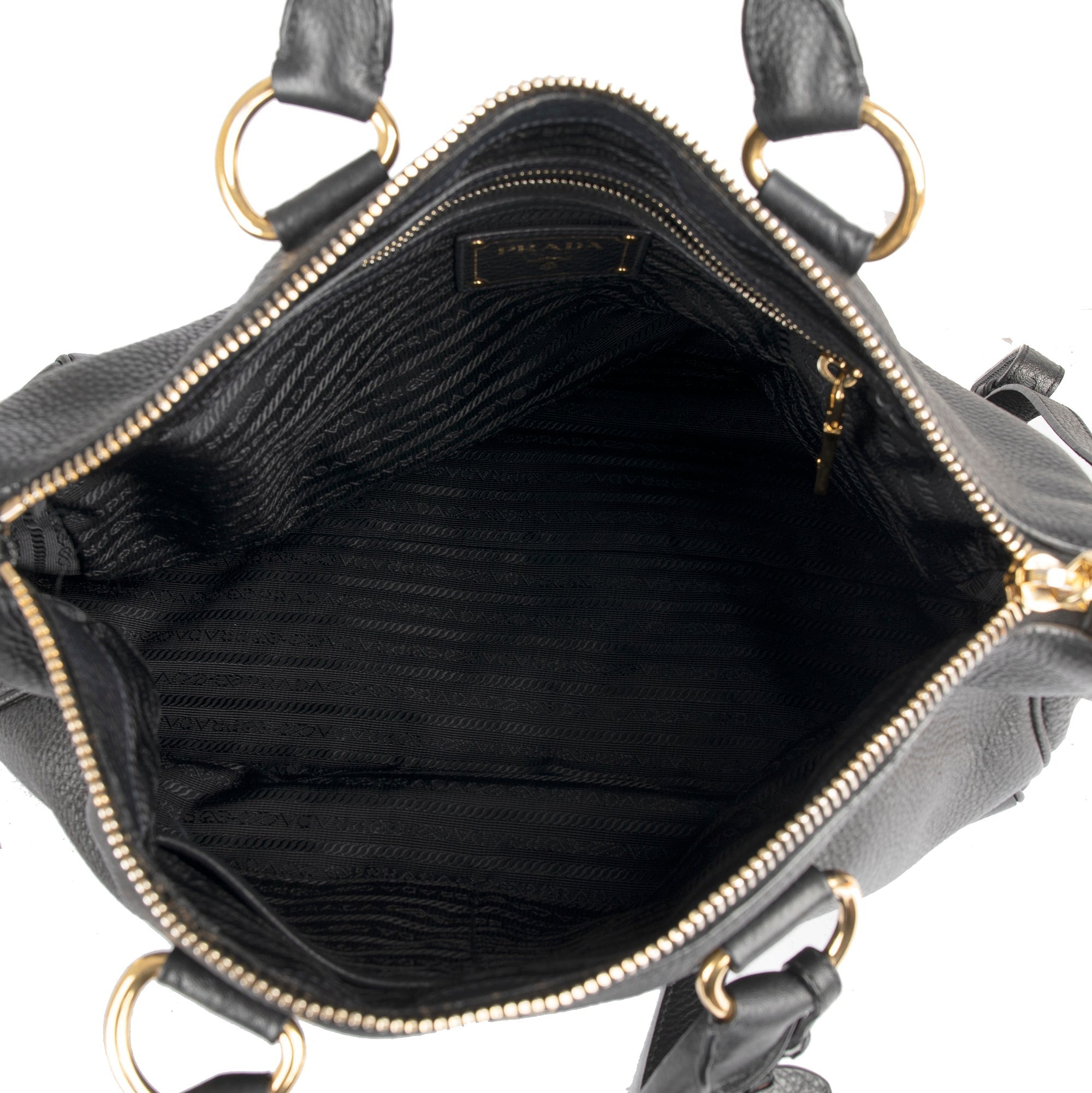 Prada Black Vitello Daino Tote w/ Strap – OLIVER'S