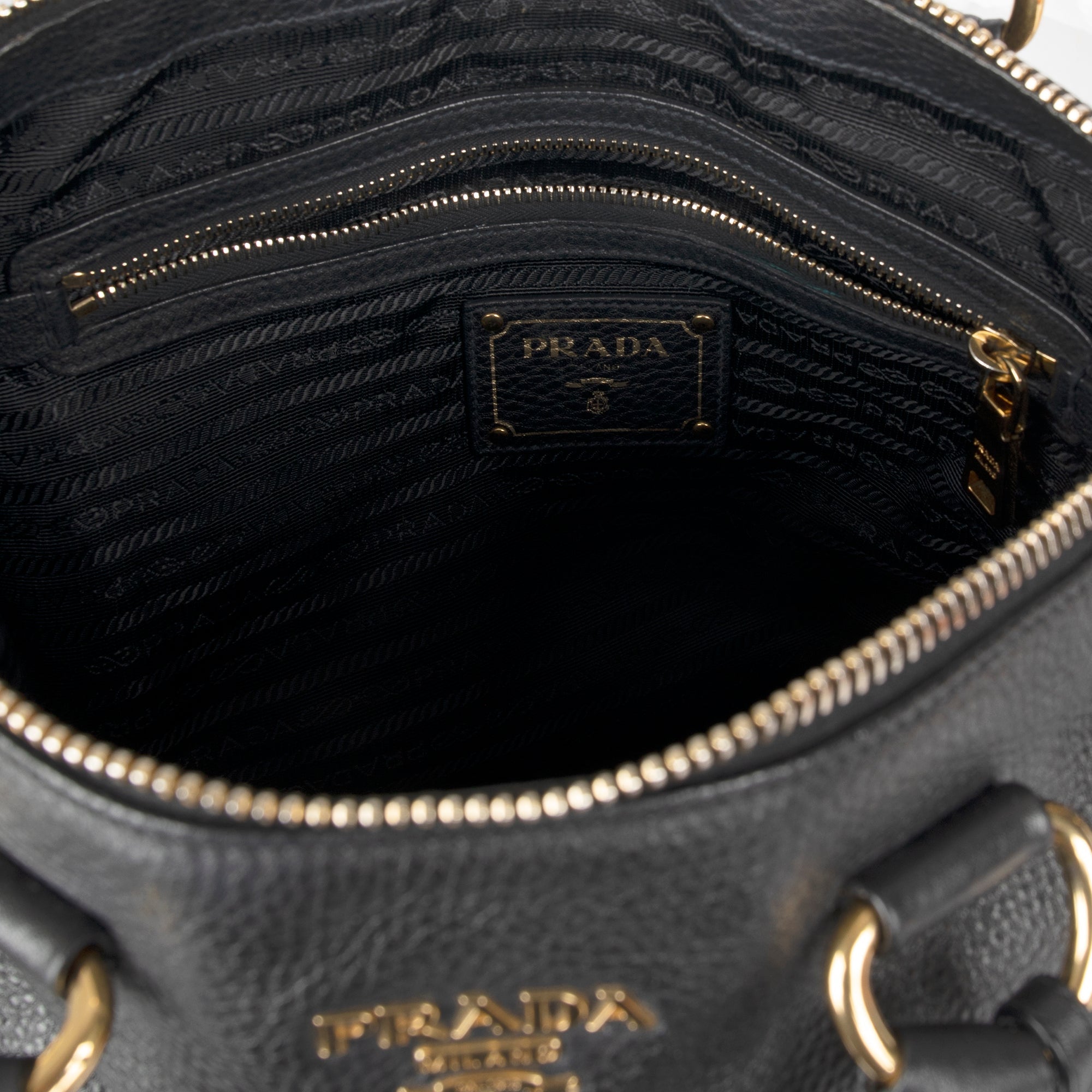 Prada Black Vitello Daino Tote w/ Strap – OLIVER'S
