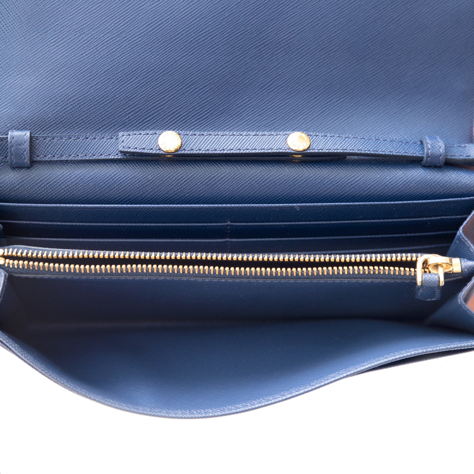 Prada Blue Saffiano Wallet on Chain