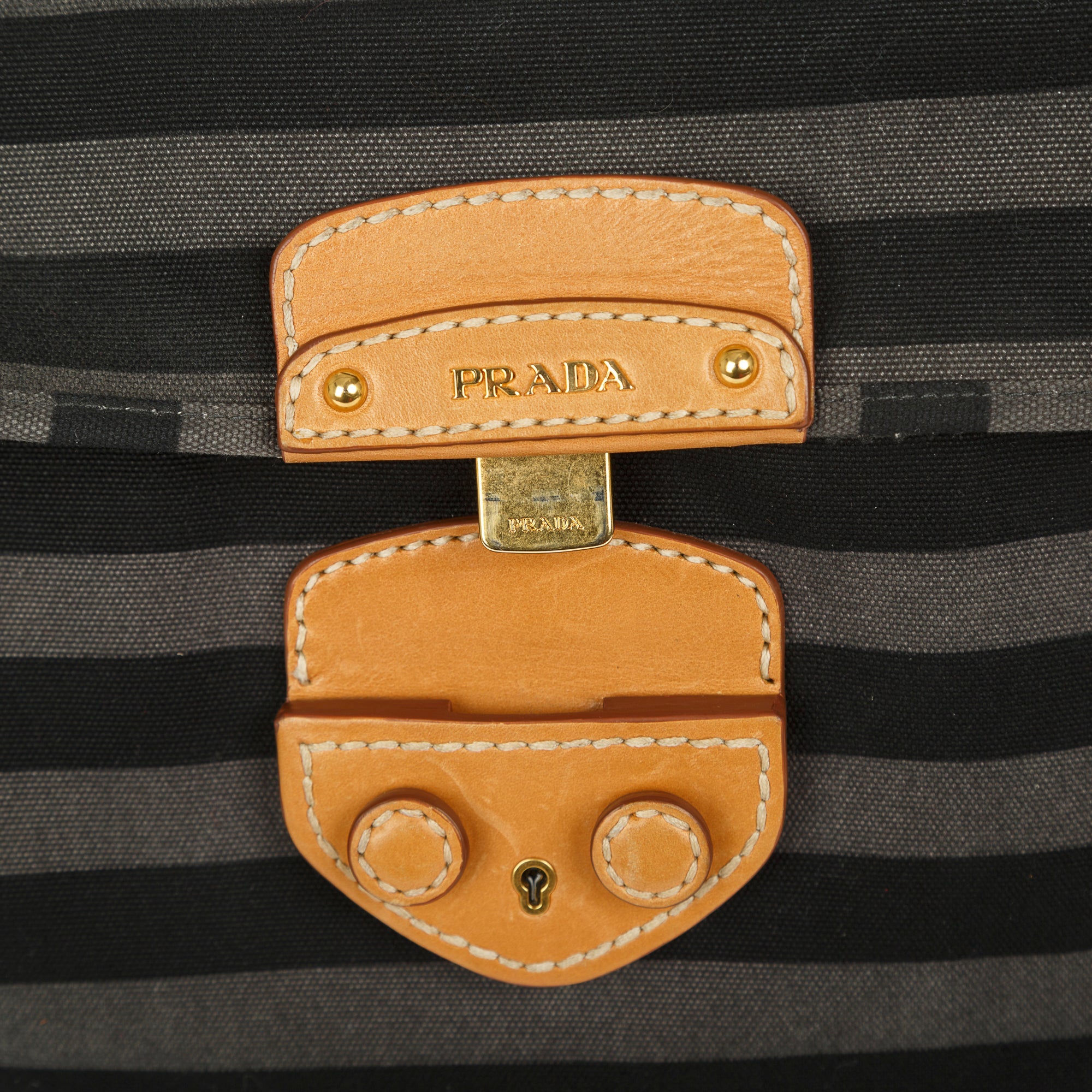 Prada Canapa Stripe Messenger Bag w/ Strap