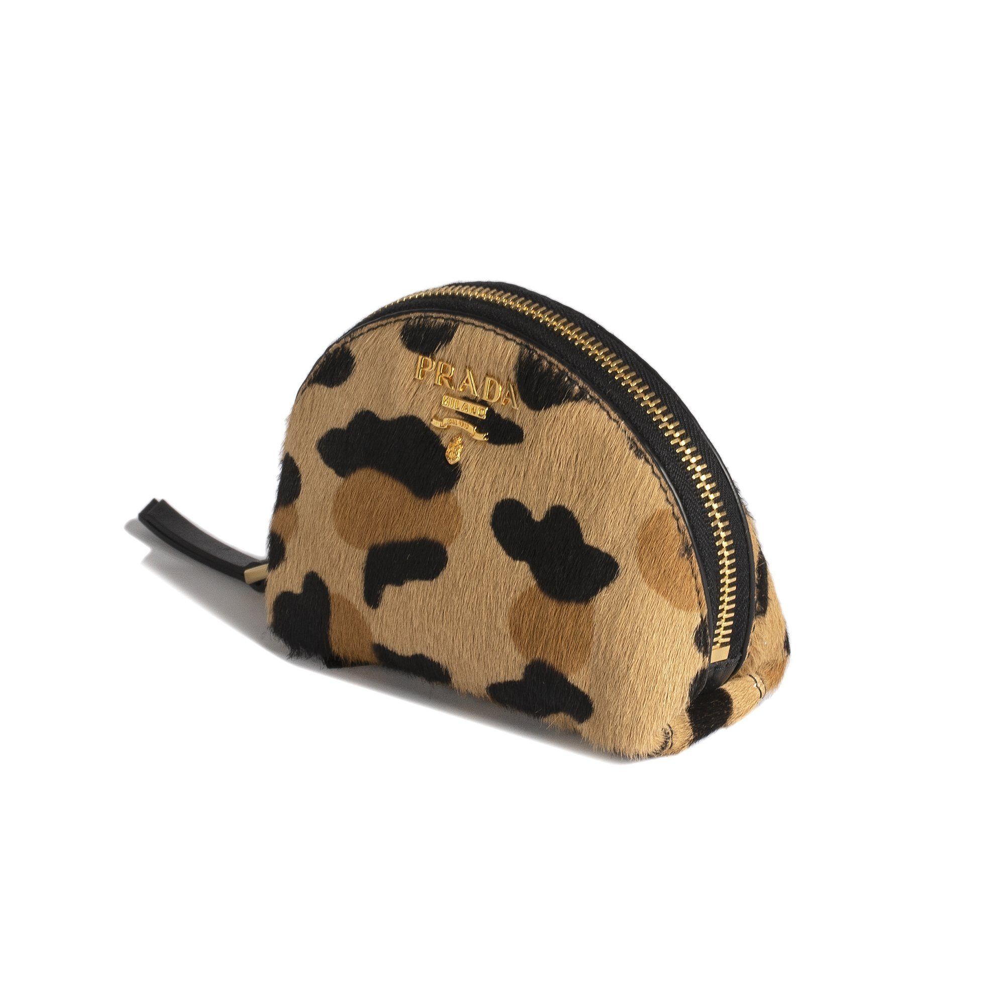 Prada Cavallino Stamp Leopard Print Coin Case