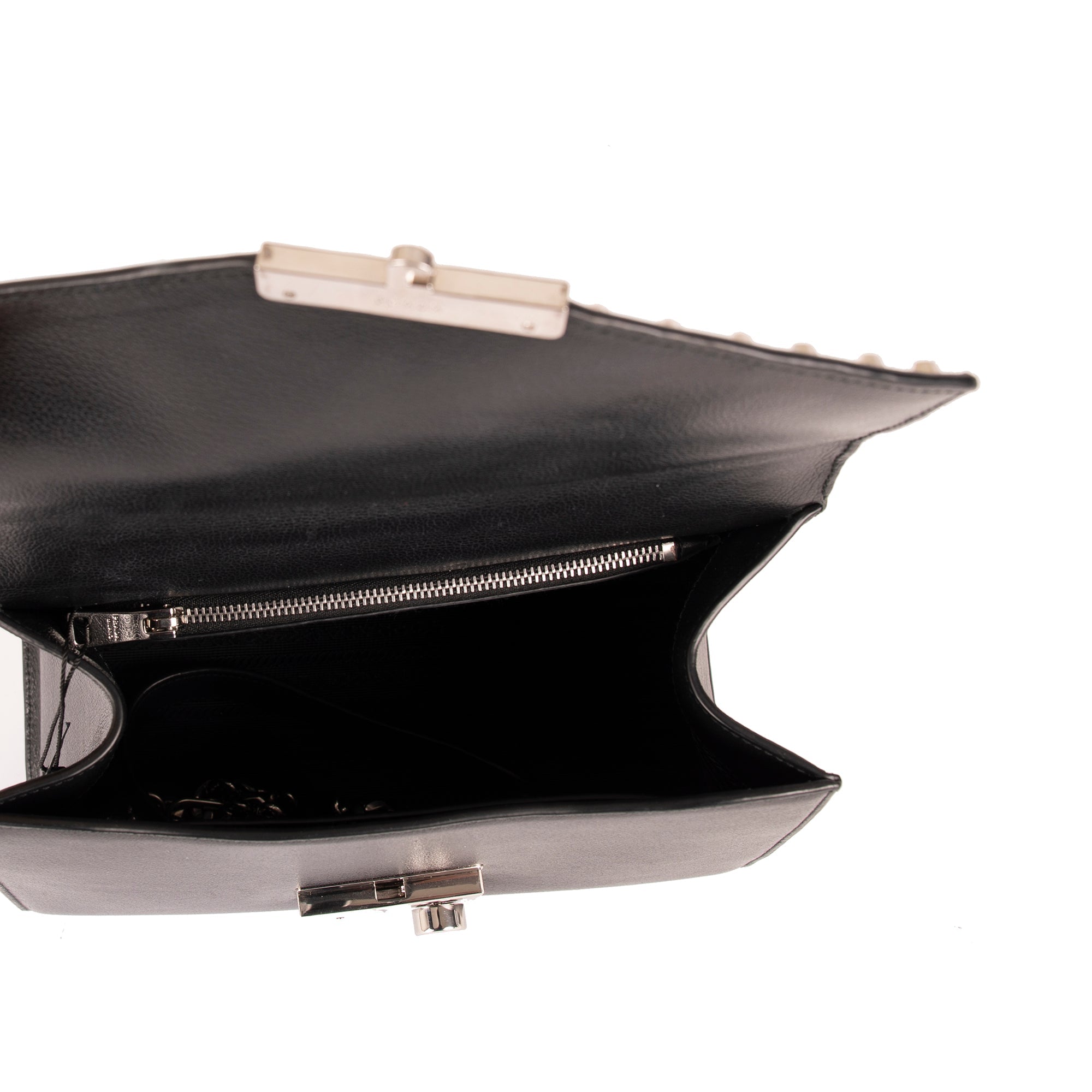 Prada Glace Calf Leather Studded Top Handle Bag