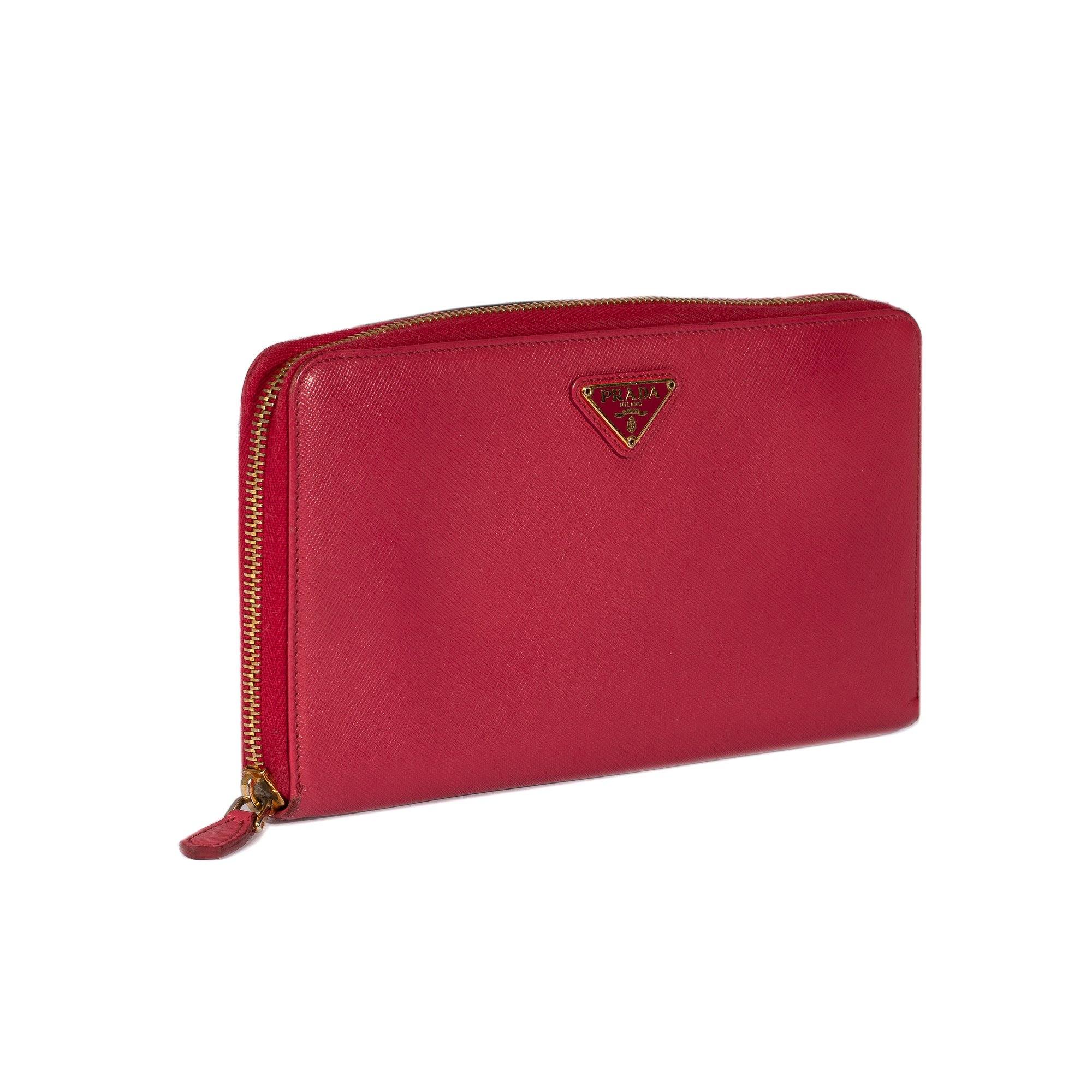 Prada Large Saffiano Zip Around Wallet