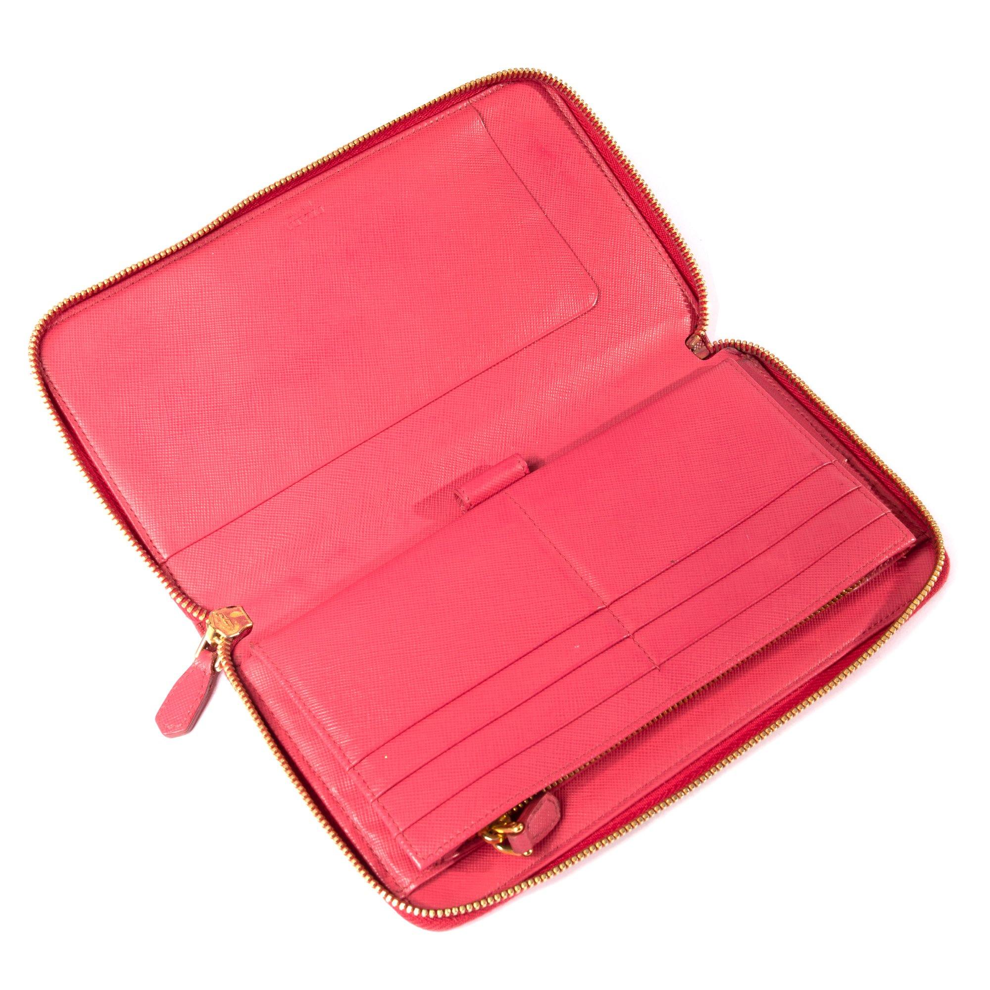 Prada Large Saffiano Zip Around Wallet