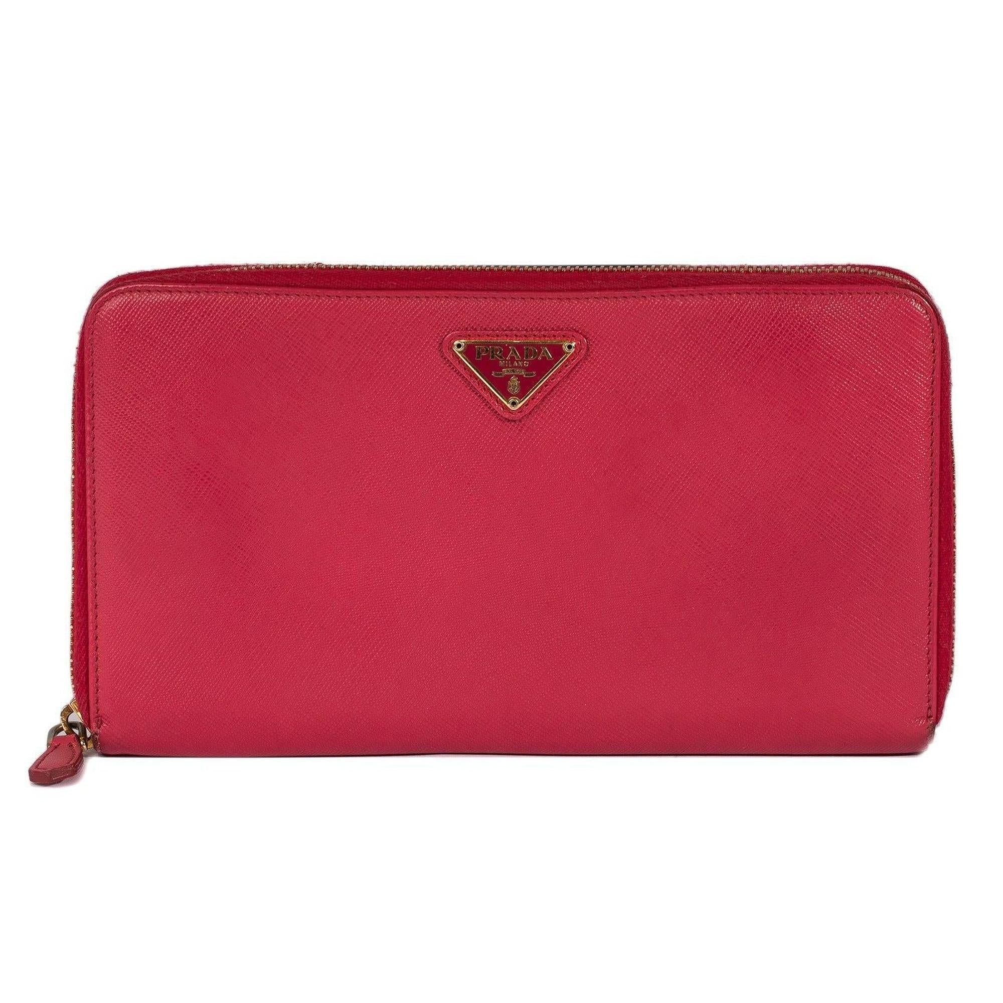 Prada Large Saffiano Zip Around Wallet