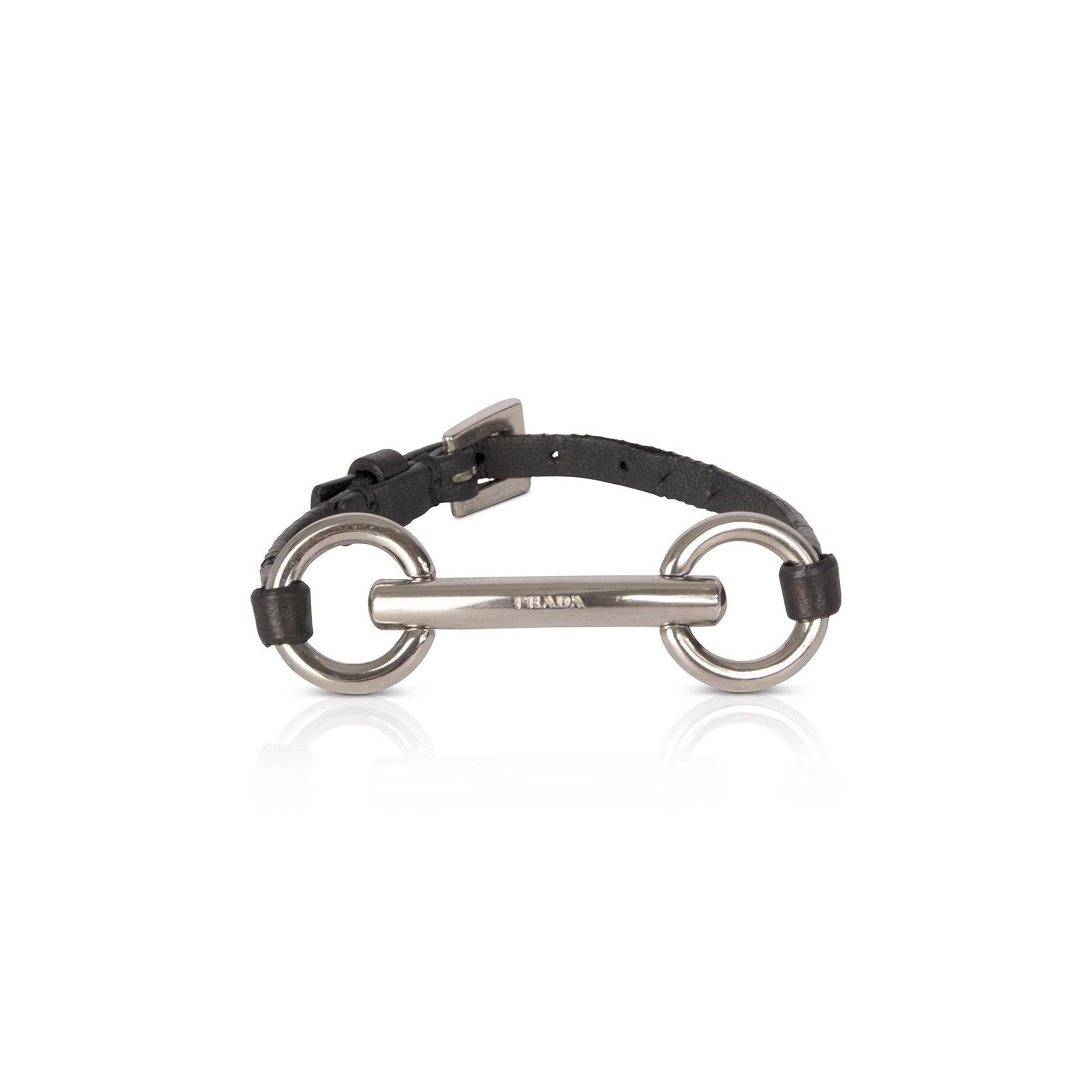 Prada Leather Buckle Wrap Bracelet